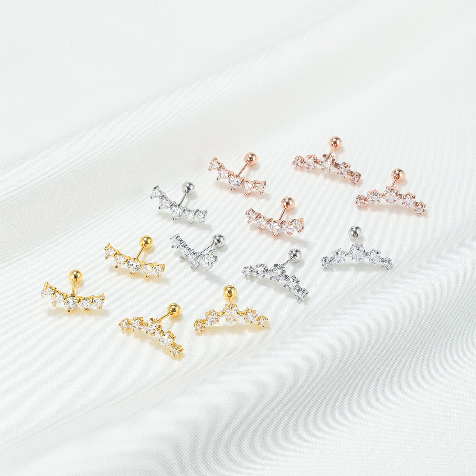 20G Star in a Row Cartilage Ear Crawler Earrings for Women - Trendy Body Jewelry for Helix, Tragus & Conch Piercings - Perfect for Parties, Dates & Everyday Wear (EGD0498)