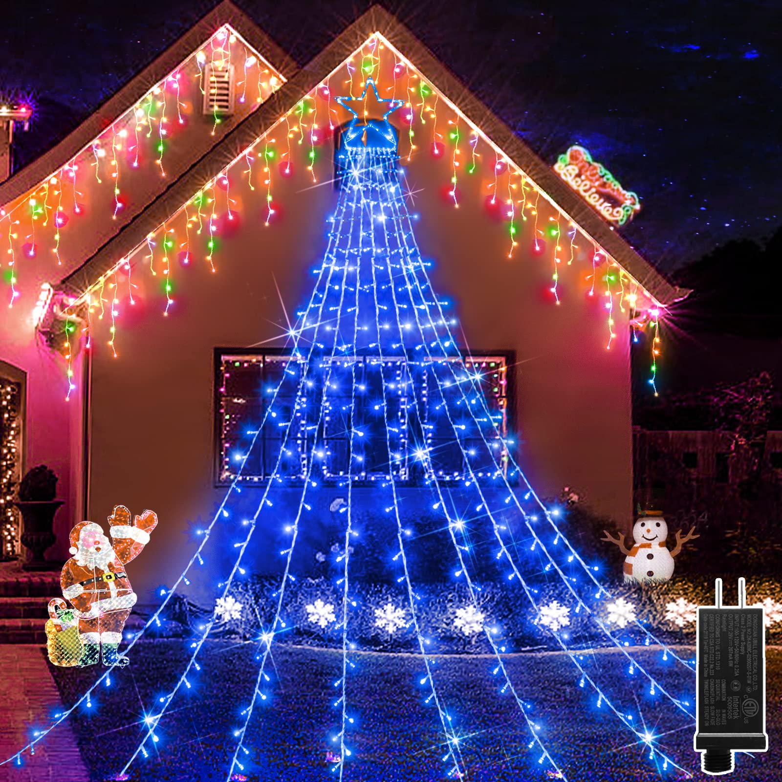 344 LED Star Christmas Lights Outdoor - Waterproof, 8 Lighting Modes, Easy Installation for Xmas Tree, Home, Wedding, Thanksgiving Party - Perfect for Holiday Wall & Garden Decorations