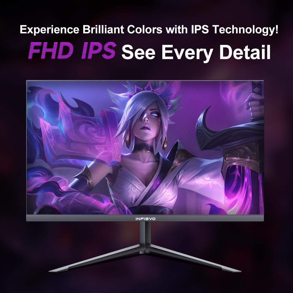 27 Inch Gaming Monitor FHD 1080P 180Hz IPS 1ms Response - FreeSync, Ultra-Thin Design, VESA Mount, Tilt Adjustable, Eye Care Technology - Perfect for PC Gaming, Esports & Home Office Setup (HDMI/DP)