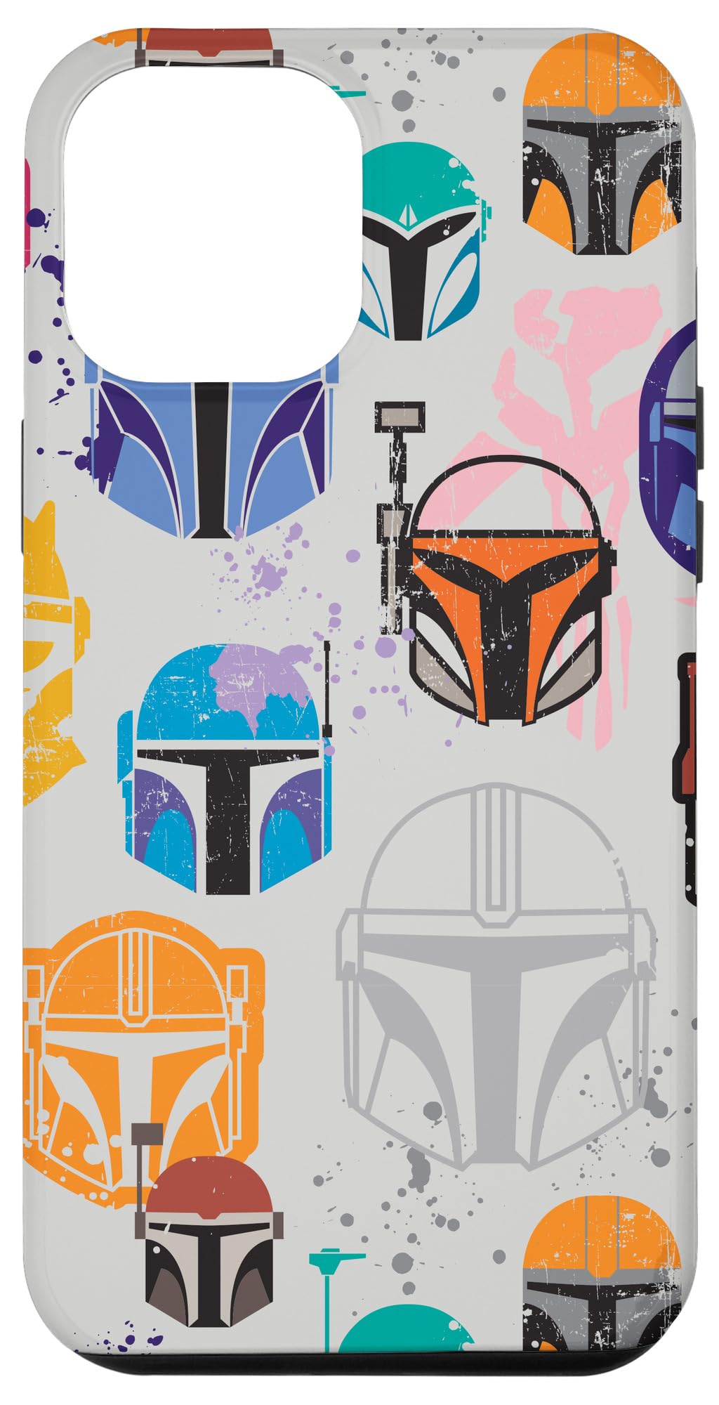 iPhone 12 Pro Max Case - Star Wars The Mandalorian Bounty Hunter Helmets Color Splash Design | Protective Phone Cover for Fans | Perfect for Everyday Use, Cosplay Events & Gift Giving