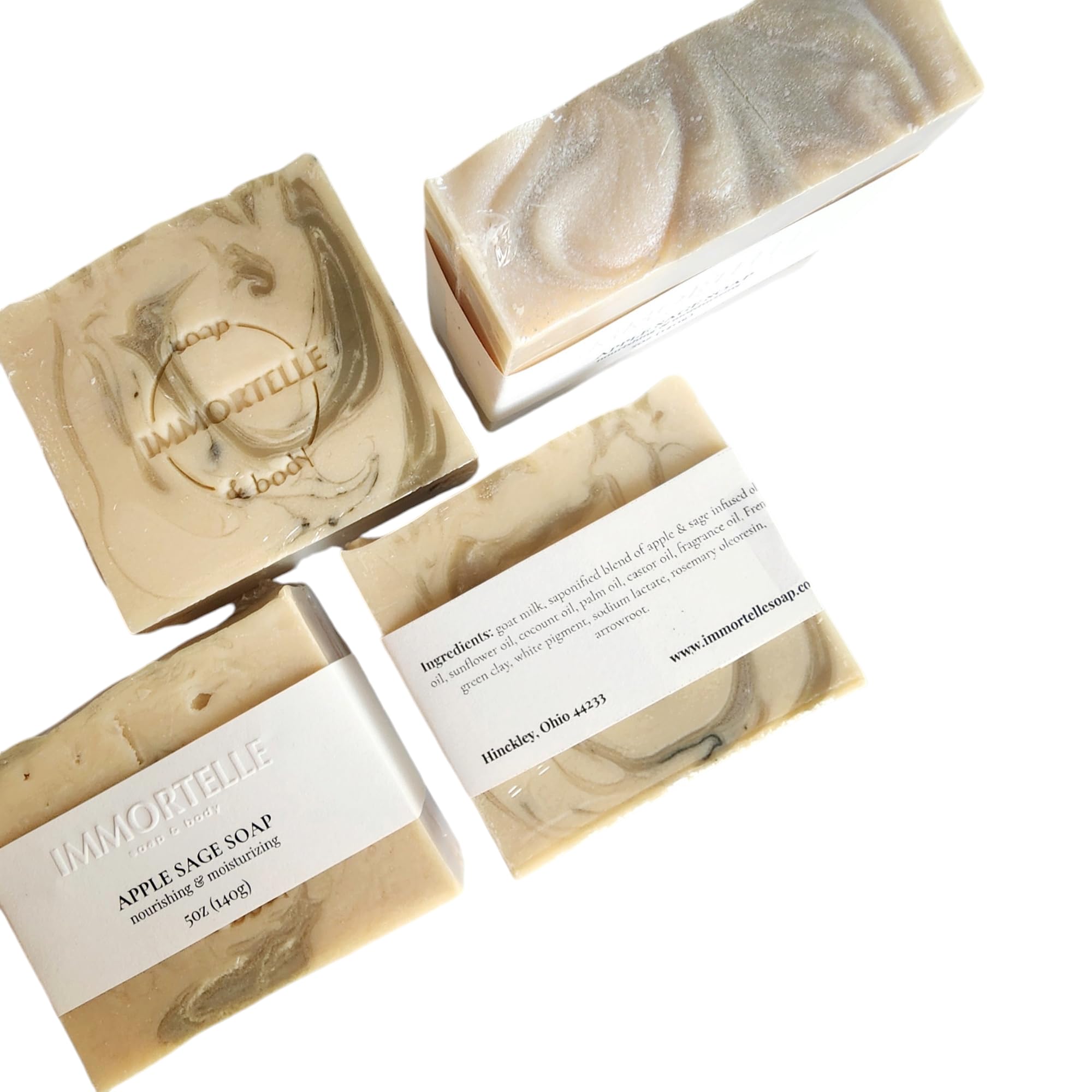 Apple Sage Handmade Goat Milk Soap Bar with French Green Clay – All Natural, Long Lasting, 5oz – Perfect for Sensitive Skin & Eco-Friendly Bathing