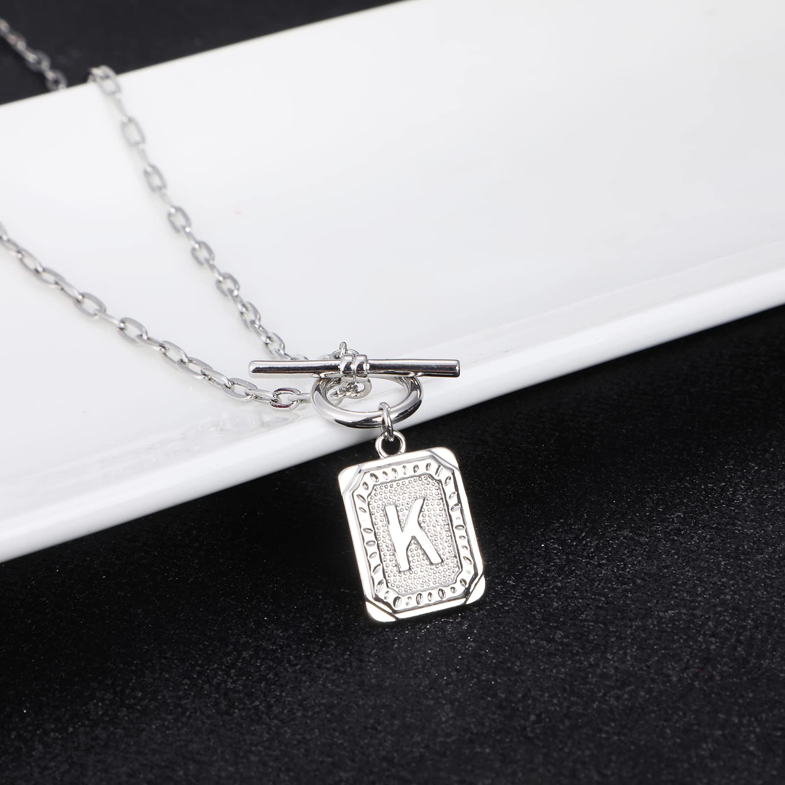 MJartoria 14K Gold Plated Layered Initial Necklace for Women - Trendy Star Choker with Square Letter Pendant & Paperclip Chain - Elegant Gold Necklace Jewelry Gift for Her - Perfect for Everyday Wear, Date Nights & Special Occasions