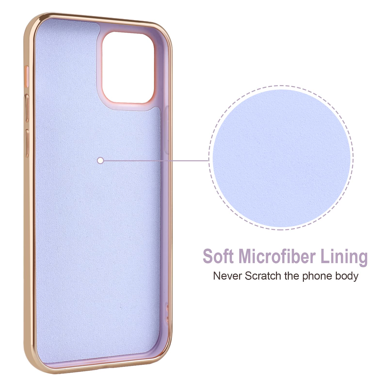 Hython iPhone 12/12 Pro Case with Magnetic Ring Stand - Rose Gold Shockproof Cover for Work & Travel