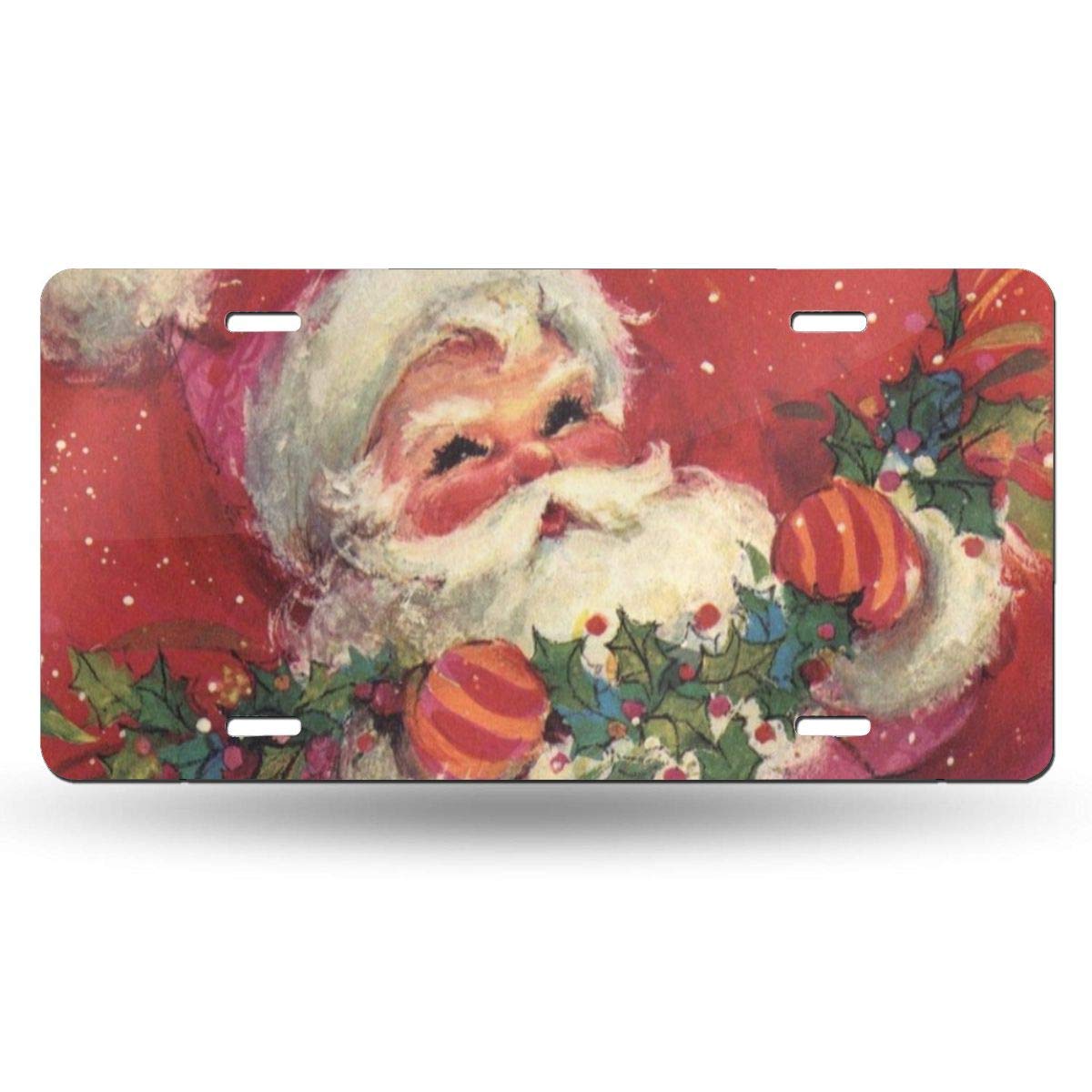 Durable Aluminum Christmas Santa Claus Car License Plate Cover - 6x12 Inch Metal Vanity Plate for Women, Men, Girls & Boys - Perfect Holiday Car Decoration & Gift for Christmas Season