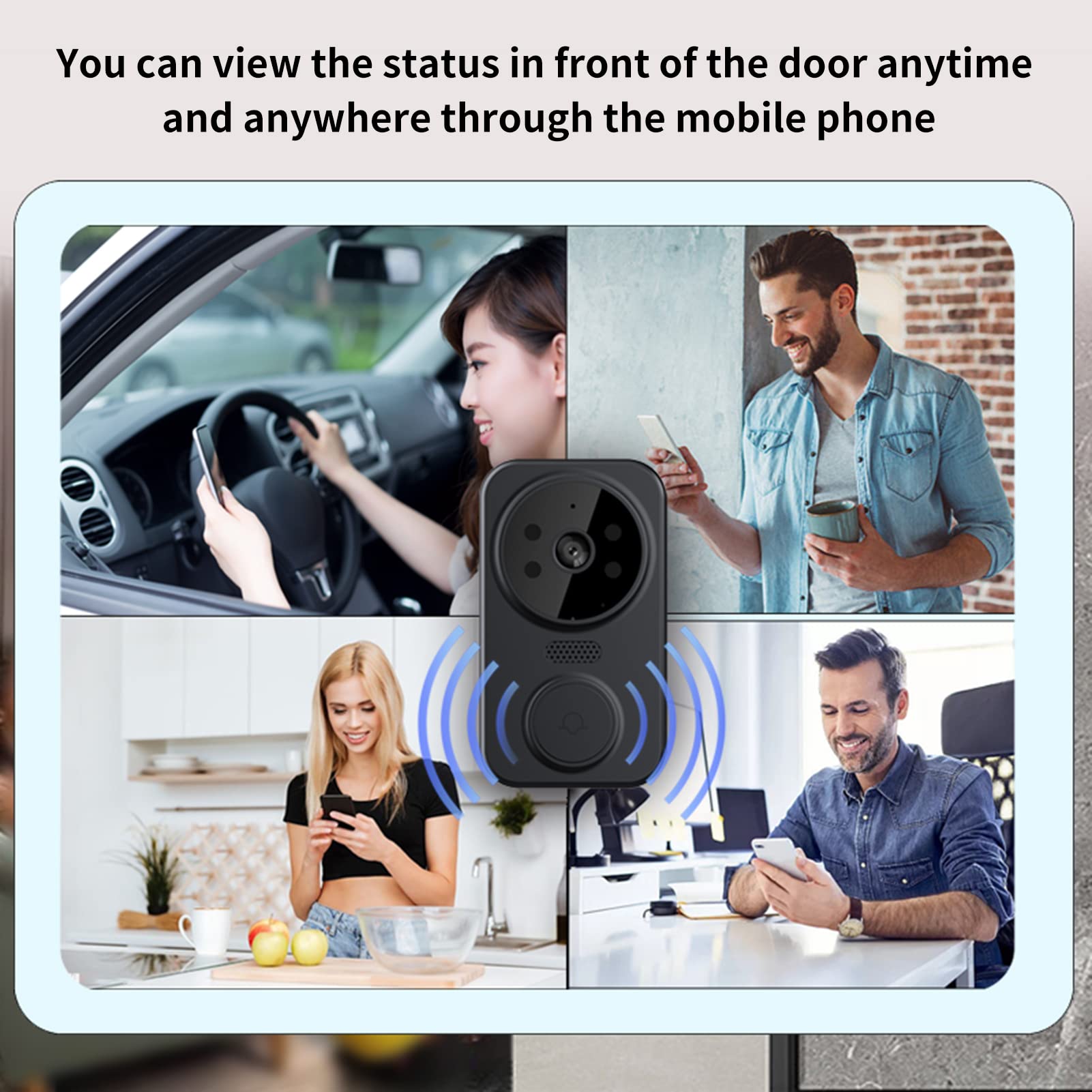 Smart WiFi Video Doorbell Camera with Chime - Wireless HD Security Camera with PIR Motion Detection & Night Vision - 2-Way Audio Intercom for Home, Apartment, Office (Indoor/Outdoor Use)