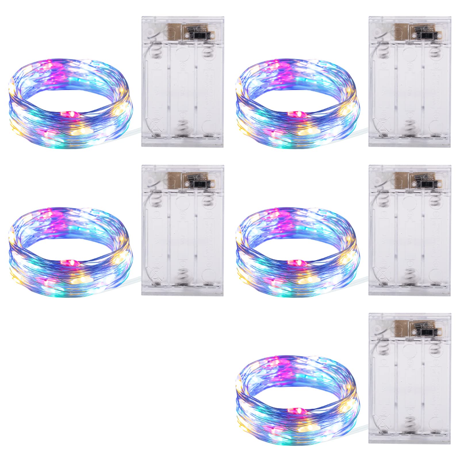 5 Pack Fairy Lights Battery Operated - 7 FT 20 LED String Lights with Timer, Waterproof Silver Wire Colorful Decorative Lights for Bedroom, Home, Party, Wedding & Christmas Decor (Multicolor) | Perfect for Indoor/Outdoor Decorations, Backyard Lighting, and Holiday Festive Atmosphere