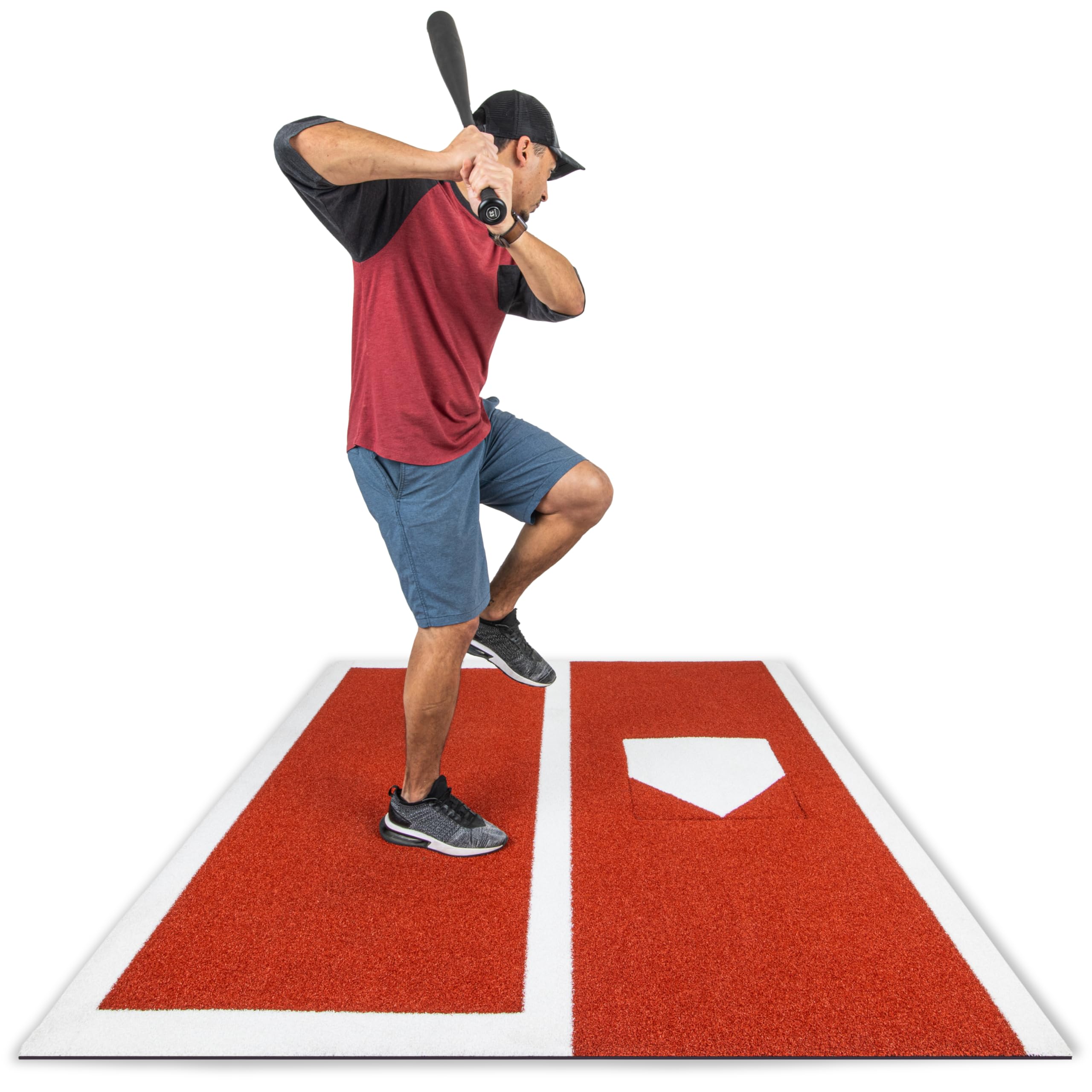 GoSports 6 ft x 5.5 ft Baseball & Softball Batting Practice Mat - Reversible Home Plate & Switch Hitting Design for Indoor/Outdoor Training | Perfect for Backyard, Cage & Field Drills