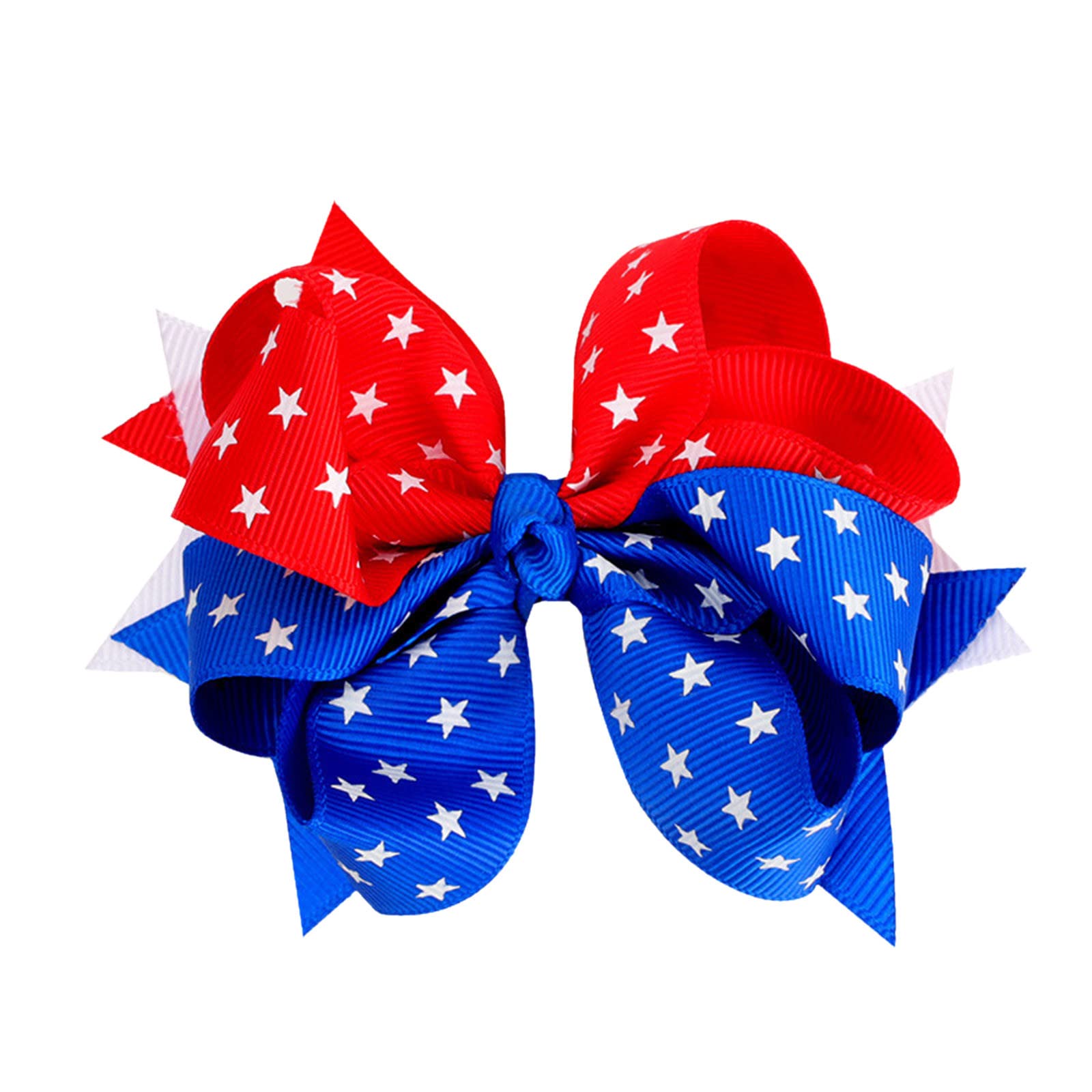 Patriotic Hair Bows for Girls - Red White & Blue Hair Clips for Kids - Independence Day Hair Accessories - Perfect for 4th of July Parties, School Events & Patriotic Celebrations (One Size)