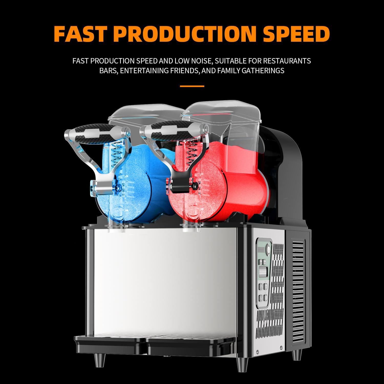 Commercial Slushy Machine for Alcoholic Beverages - 4L x 2 Tank Margarita Maker, Frozen Drink & Smoothie Maker - Perfect for Bars, Restaurants, and Party Events