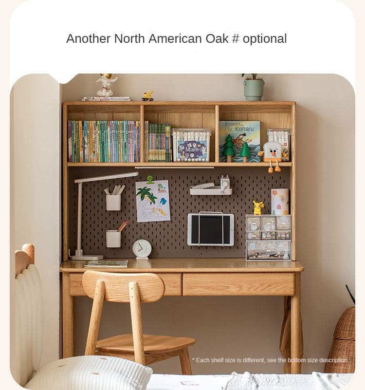 Solid Wood Study Desk with Shelf - Beech & Oak Wooden Writing Desk for Home Office, Study Room, or Library - Durable & Stylish Workspace Solution
