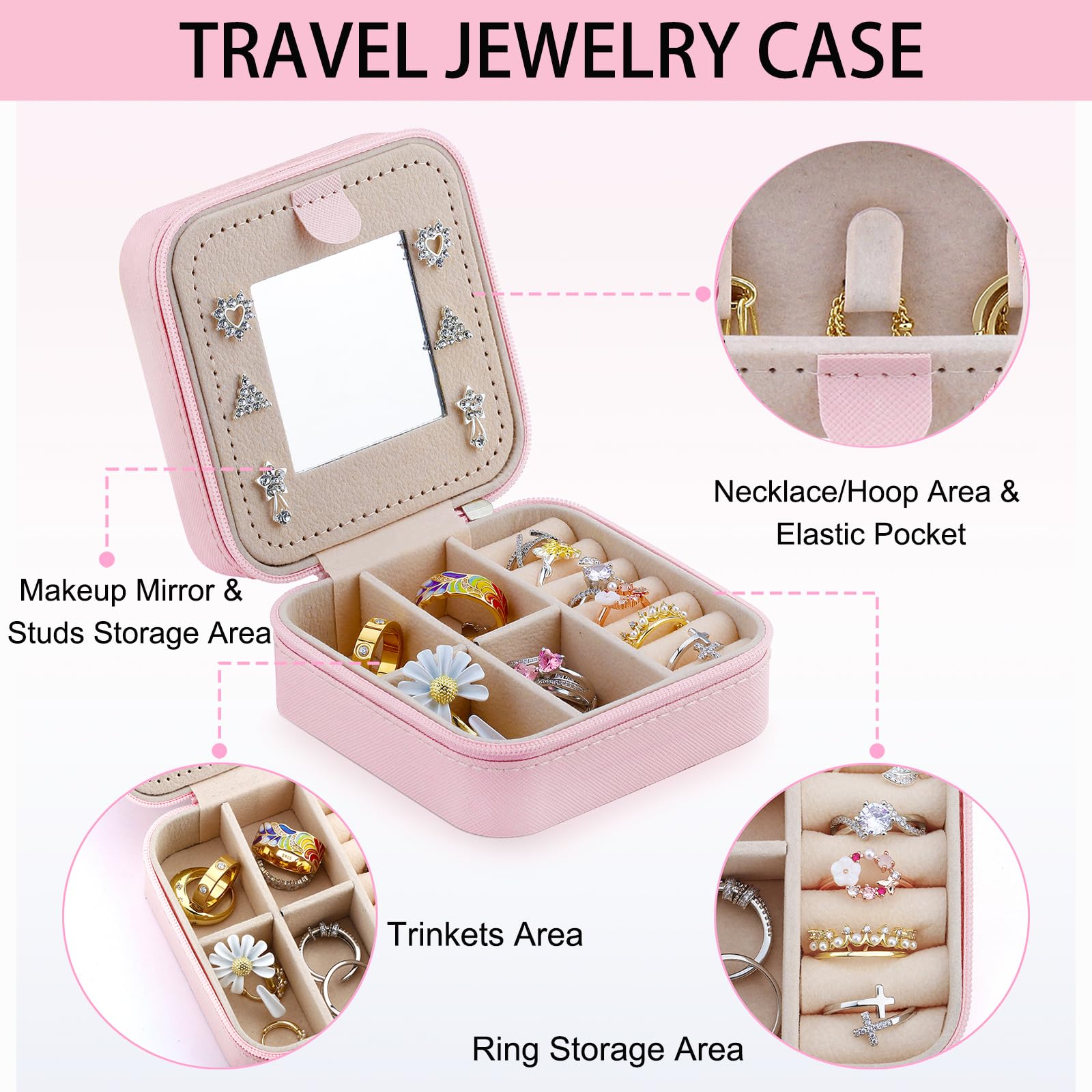 Elegant Travel Jewelry Box Organizer - Perfect Birthday Gift for Daughter, Girls & Women - Compact Jewelry Holder for Necklaces, Rings & Earrings - Ideal for Travel, Home Storage & Special Occasions