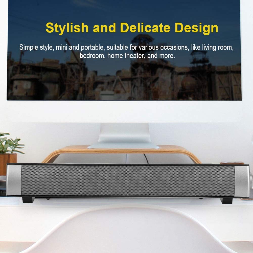 Wireless Soundbar with Bluetooth 4.2 & Subwoofer - USB Powered Home Theater Speaker System with Remote Control, TF Card Slot - Compatible with PC, Laptop, TV, Smartphone, Tablet, MP3 - Perfect for Movie Nights, Gaming & Music Streaming