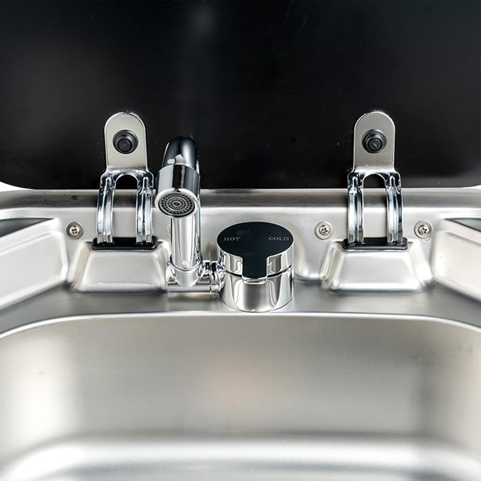 360° Rotating Foldable Kitchen Faucet - Single Handle Hot & Cold Water Mixer Tap with Copper Construction for RV, Boat, Camper & Tiny Homes | Perfect for Small Space Living, Outdoor Adventures & Mobile Kitchens