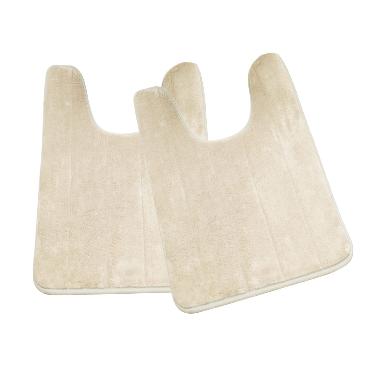 2Pcs Memory Foam Bath Mat Set - Ultra Soft, Non-Slip & Super Absorbent Bathroom Rug - Washable U-Shaped Toilet Mat (20x24 Inches, Beige) for Cozy Bathroom & Shower Floor Comfort