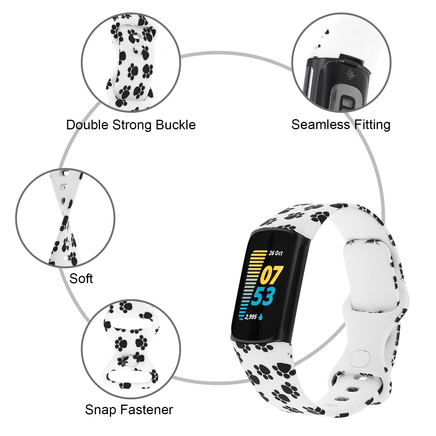 Fitbit Charge 5 Bands - Breathable Sport Strap for Women & Men | Gym & Swimming