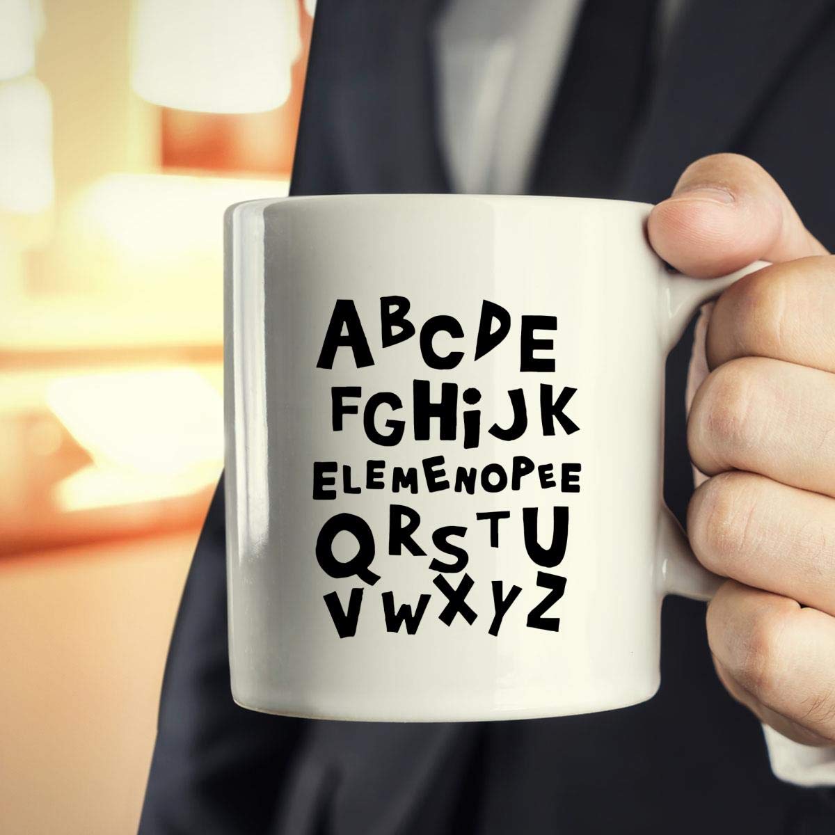 11Oz ELEMENOPEE Alphabet ABC Teacher Mug - Best End of Year Gift for Teachers from Students - Perfect for Classroom, Office & Teacher Appreciation Day