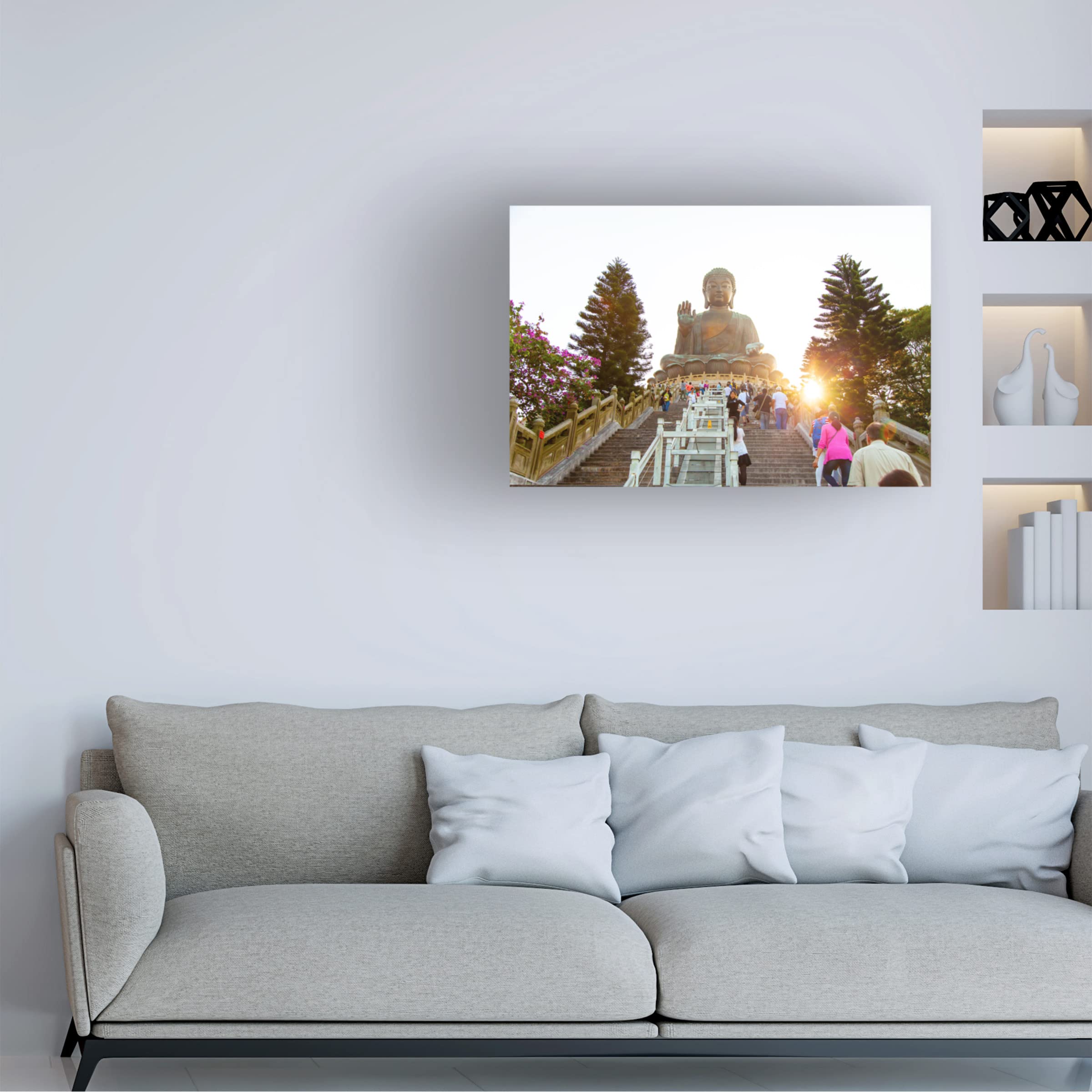 Ben Heine 'Buddha Temple 1' Canvas Wall Art Print - Modern Spiritual Home Decor for Living Room, Bedroom & Meditation Space