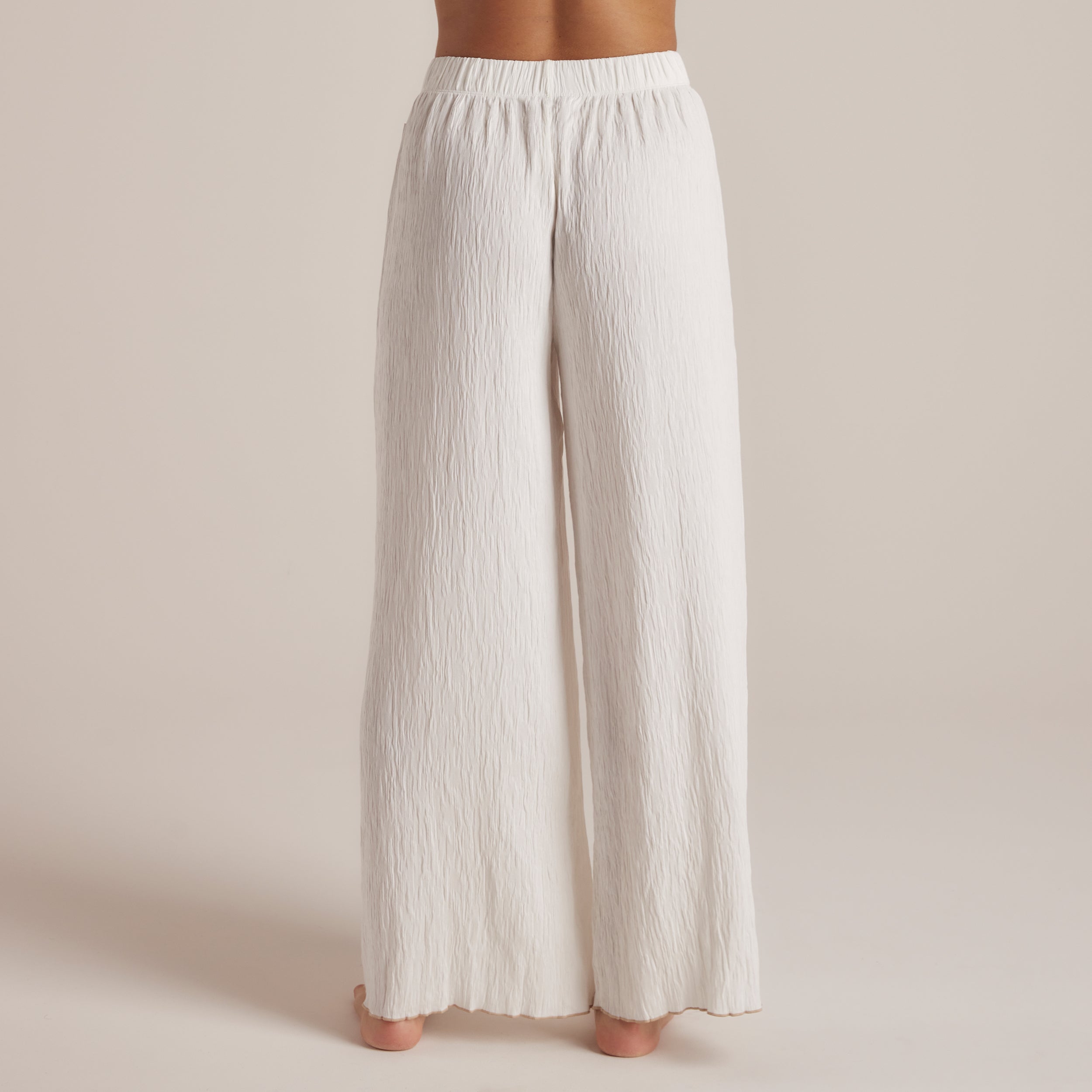 Soft & Cozy Crinkle Pajama Bottoms for Women - White Cotton Lounge Pants - Perfect for Sleepwear, Relaxing at Home & Comfortable Loungewear