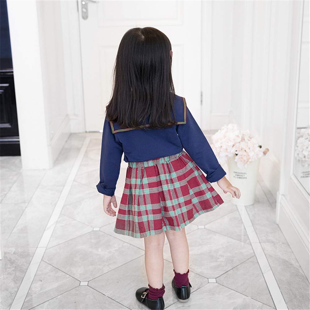 FTSUCQ Girls Love Heart Preppy Style Shirt Top + Checkered Skirt Set | Cute School Outfit for Teens | Perfect for Casual Wear, School Uniform & Photoshoots