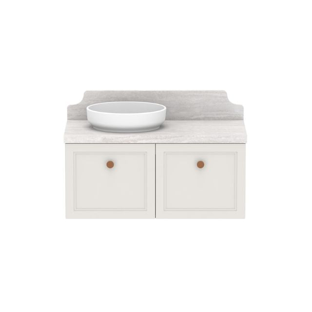 ADP Mabel Wall Mounted Vanity with Cherry Pie Premium Solid Surface Countertop - Modern Bathroom Sink for Small Spaces & Powder Rooms
