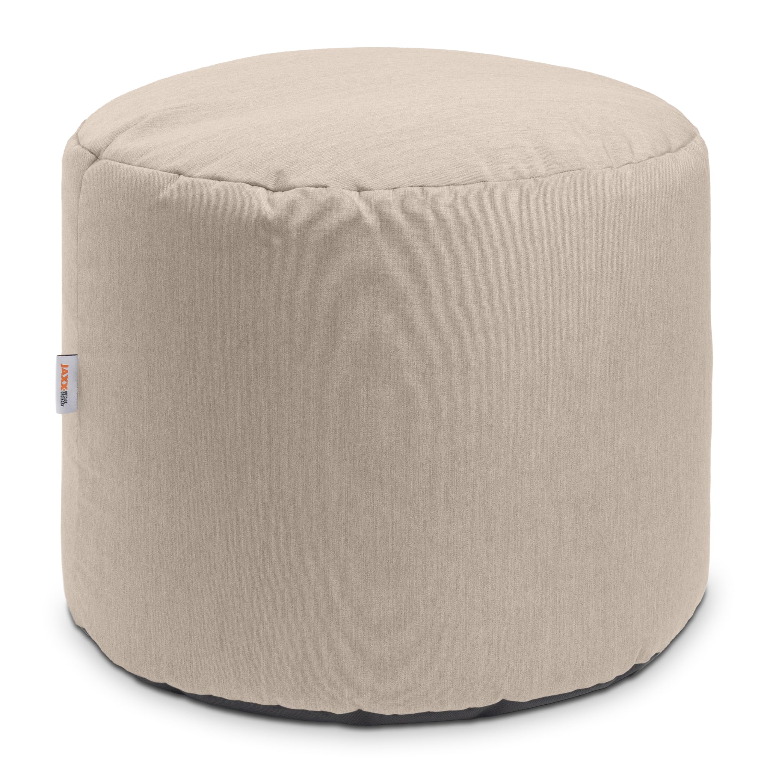 Jaxx Spring Outdoor Ottoman and Side Table with Premium Sunbrella Fabric in Flax Color - Perfect for Patio, Garden, and Poolside Relaxation