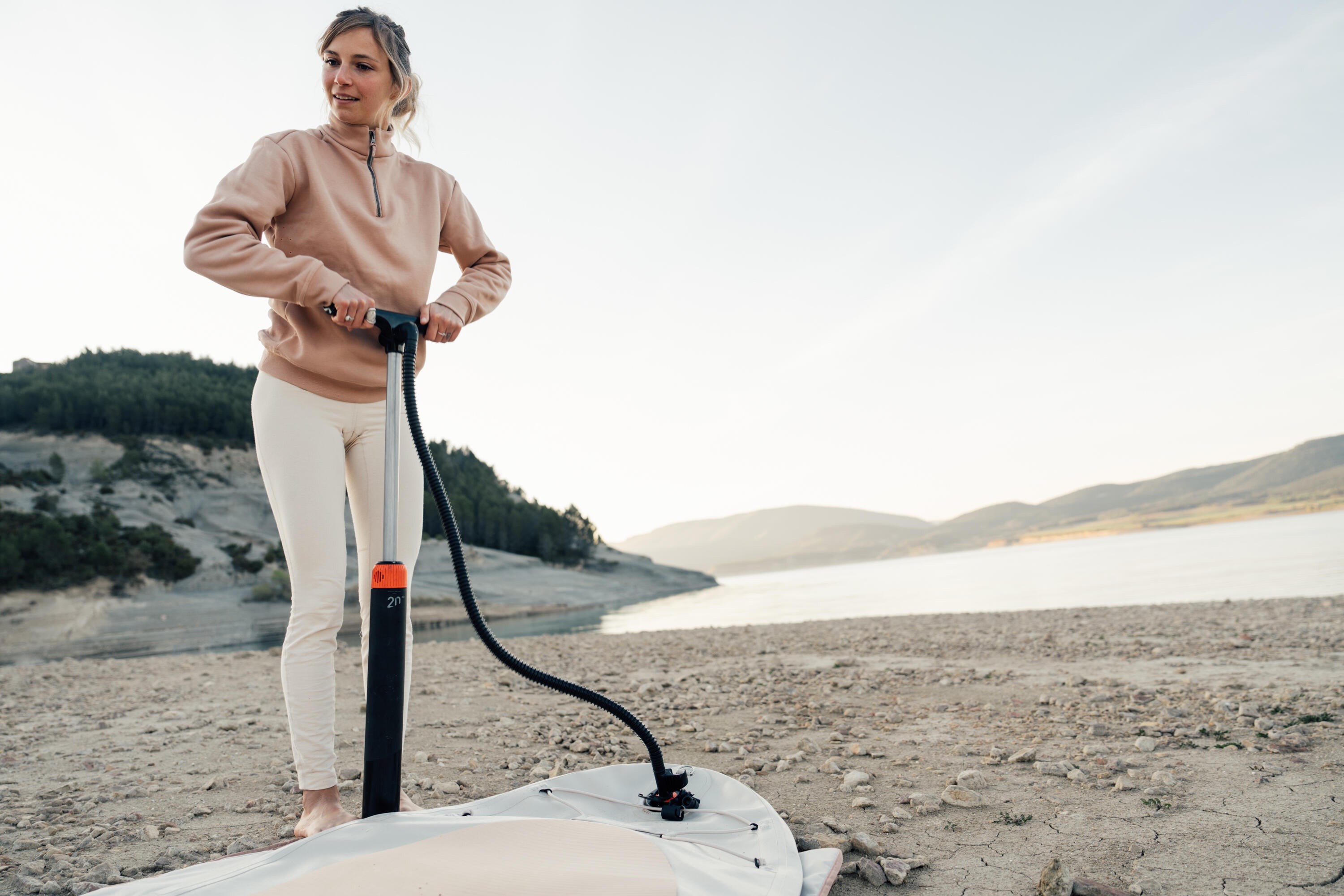 Dual Action High Pressure Hand Pump for Camping & Watersports (0-20 PSI) - Inflate Air Mattresses, Kayaks, and Pool Floats Easily