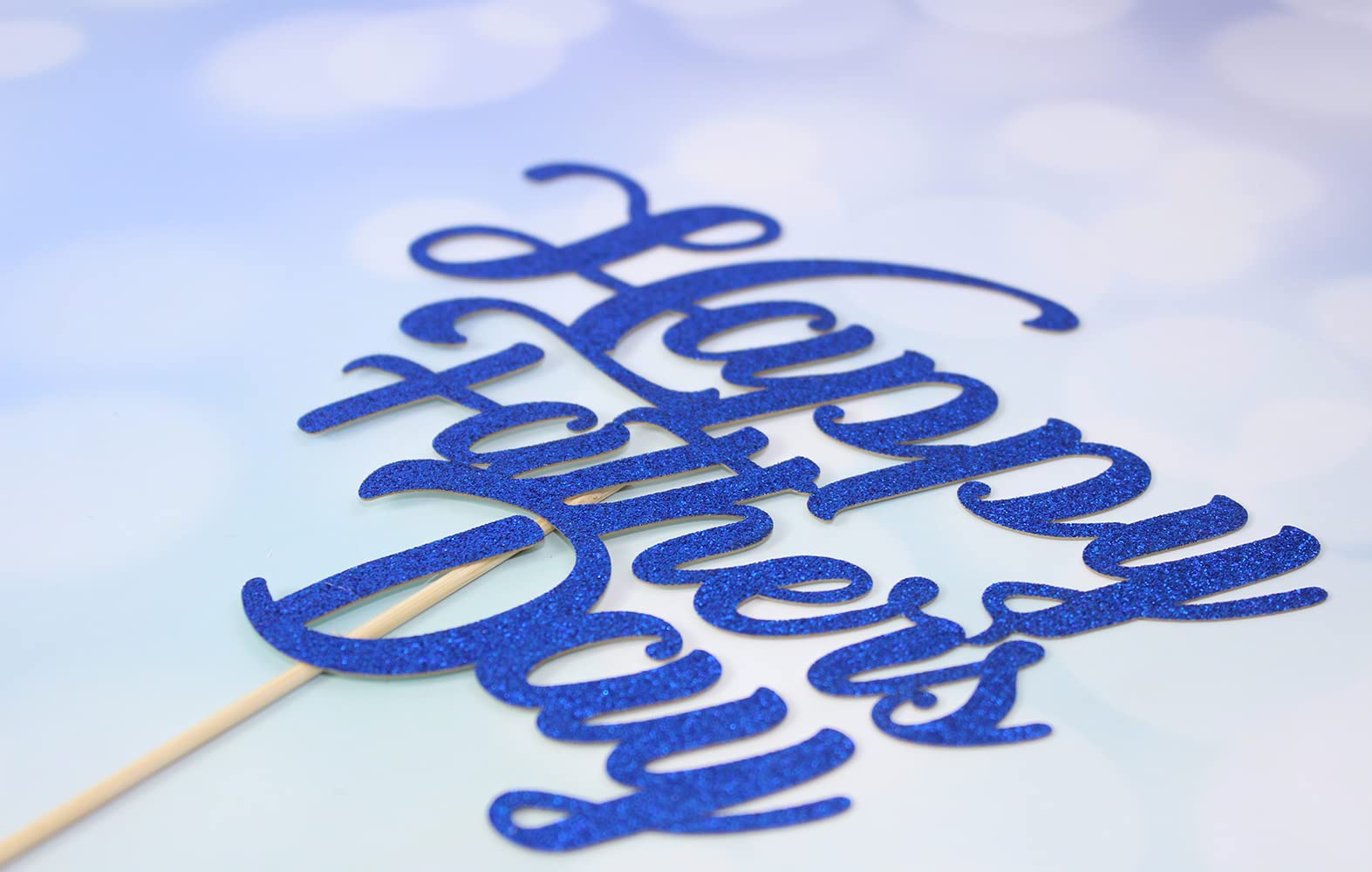 Blue Glitter Cake Topper for Father's Day - Happy Father's Day Cake Decoration - Perfect for Birthday Parties, Anniversary Celebrations & Special Occasions