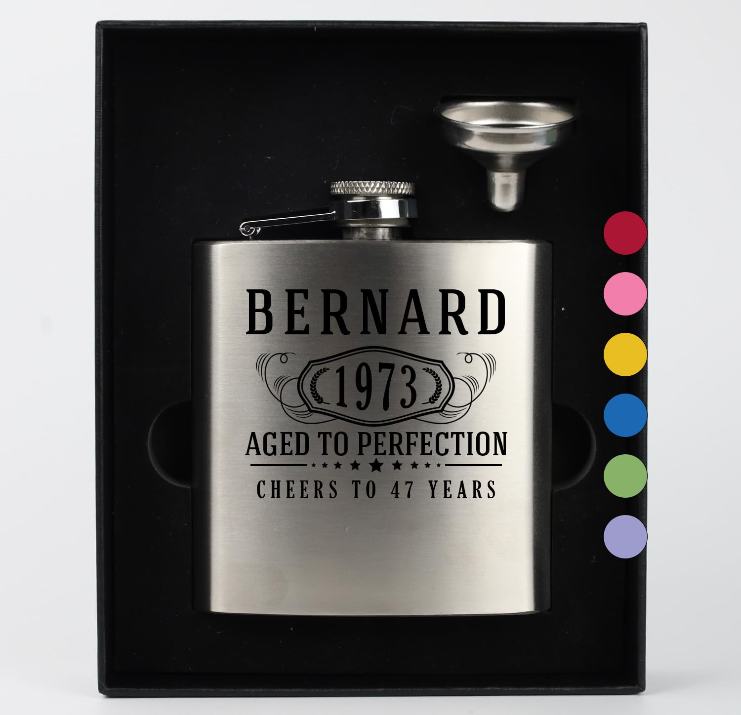 Personalized 6oz Stainless Steel Flask with Custom Name Print - Engraved Metal Hip Pocket Whiskey Flask for Men & Women - Ideal for Birthday, Groomsmen Gifts, Bourbon & Liquor Lovers - Perfect for Outdoor Adventures, Camping, Parties & Special Occasions
