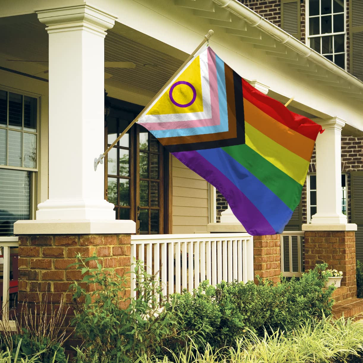 AGAS 6' x 10' Ft Intersex Pride Flag - Vibrant Nylon LGBTQ+ Flag with 6 Stripes, Fade-Resistant & Durable Canvas Header, 2 Metal Grommets - Perfect for Pride Parades, Home Decoration & LGBTQ Events