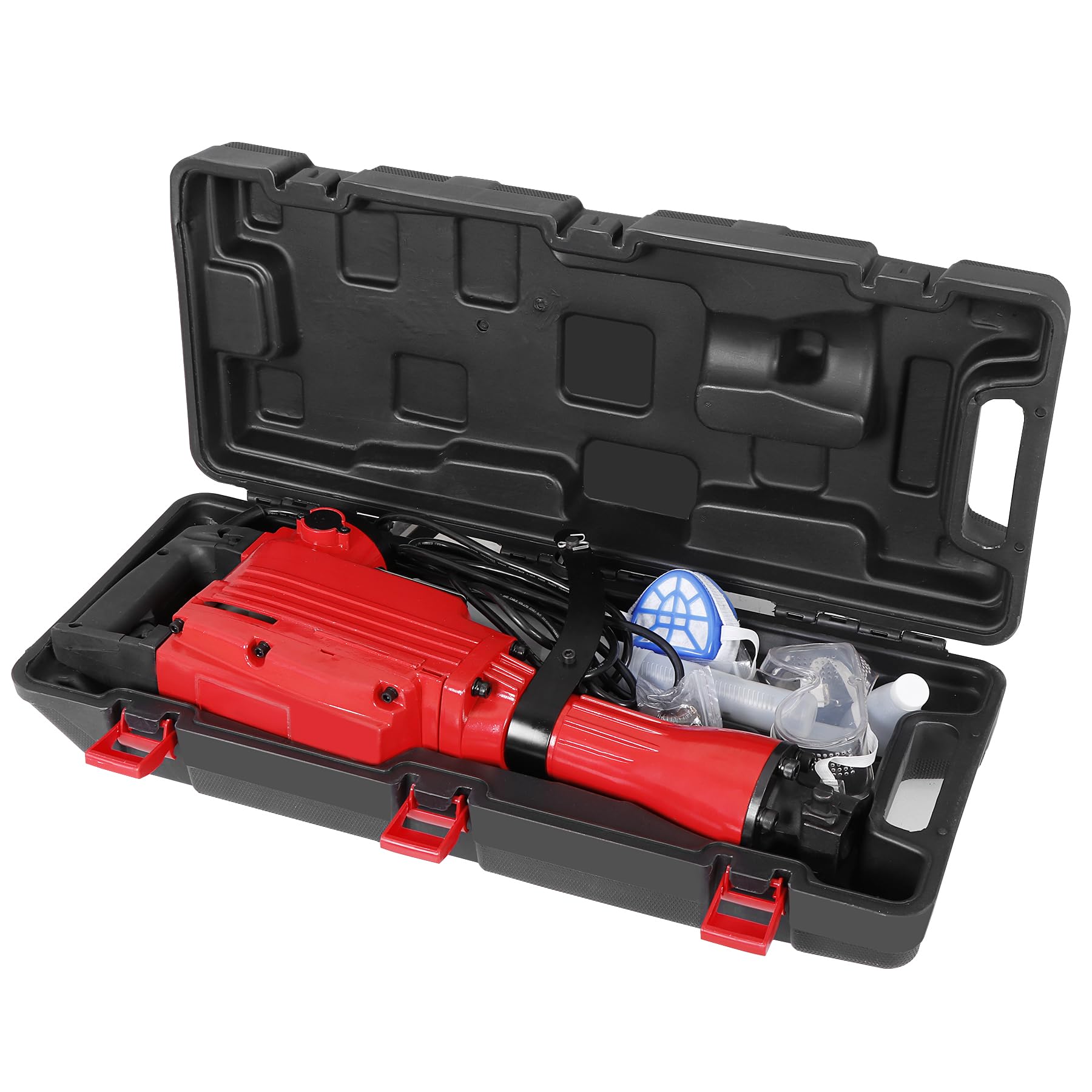 2200W Heavy Duty Electric Demolition Jack Hammer Drill - Concrete Breaker with 2 Chisels & 2 Punches - Includes Carrying Case & Safety Gloves - Perfect for Construction, Road Repair & Home Renovation Projects