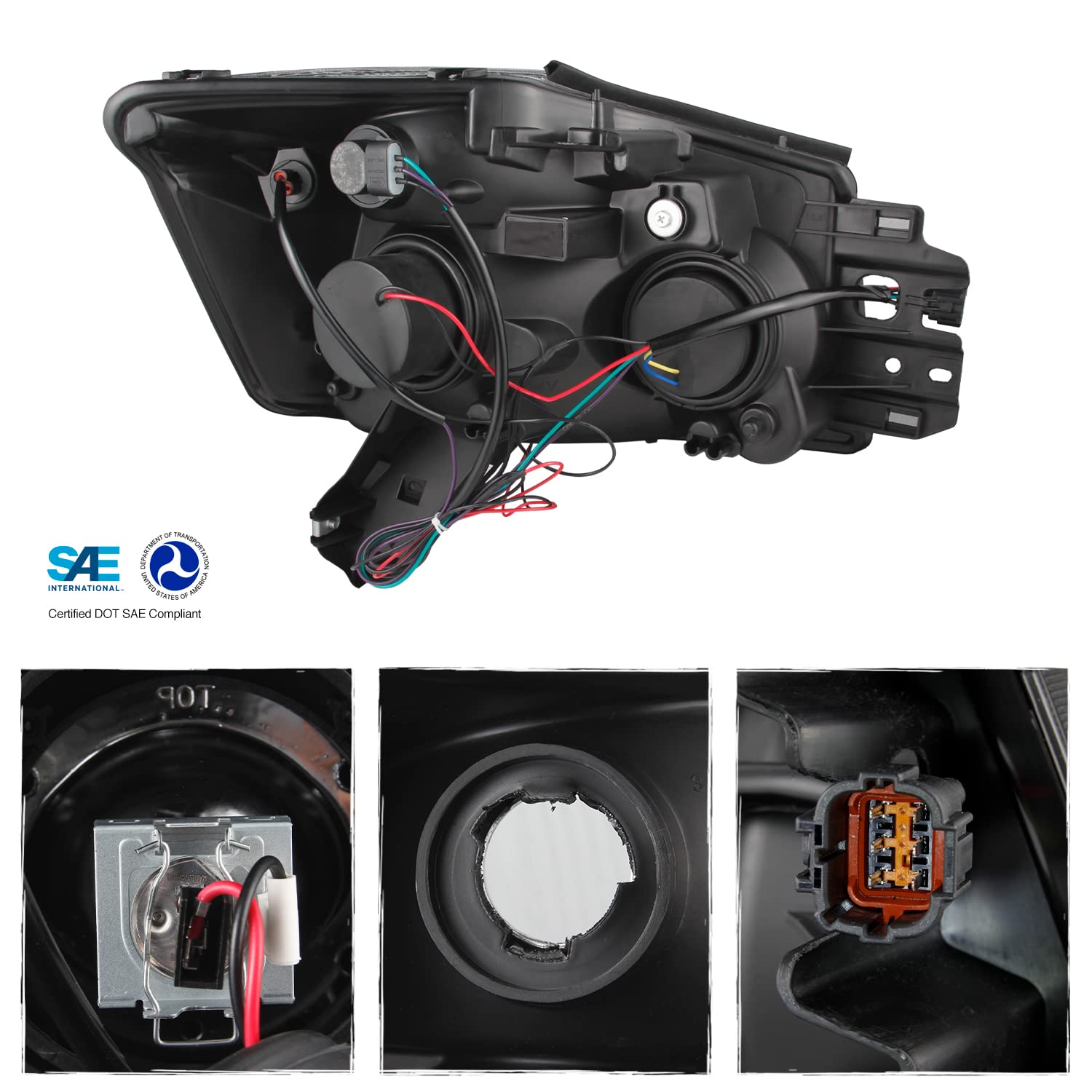 AKKON LED Headlights and Tail Lights for 2004-2015 Toyota Tacoma - Black Projector Headlights with DRL, Parking Lights & LED Tube Running Signal - Perfect for Off-Roading, Night Driving and Custom Truck Upgrades
