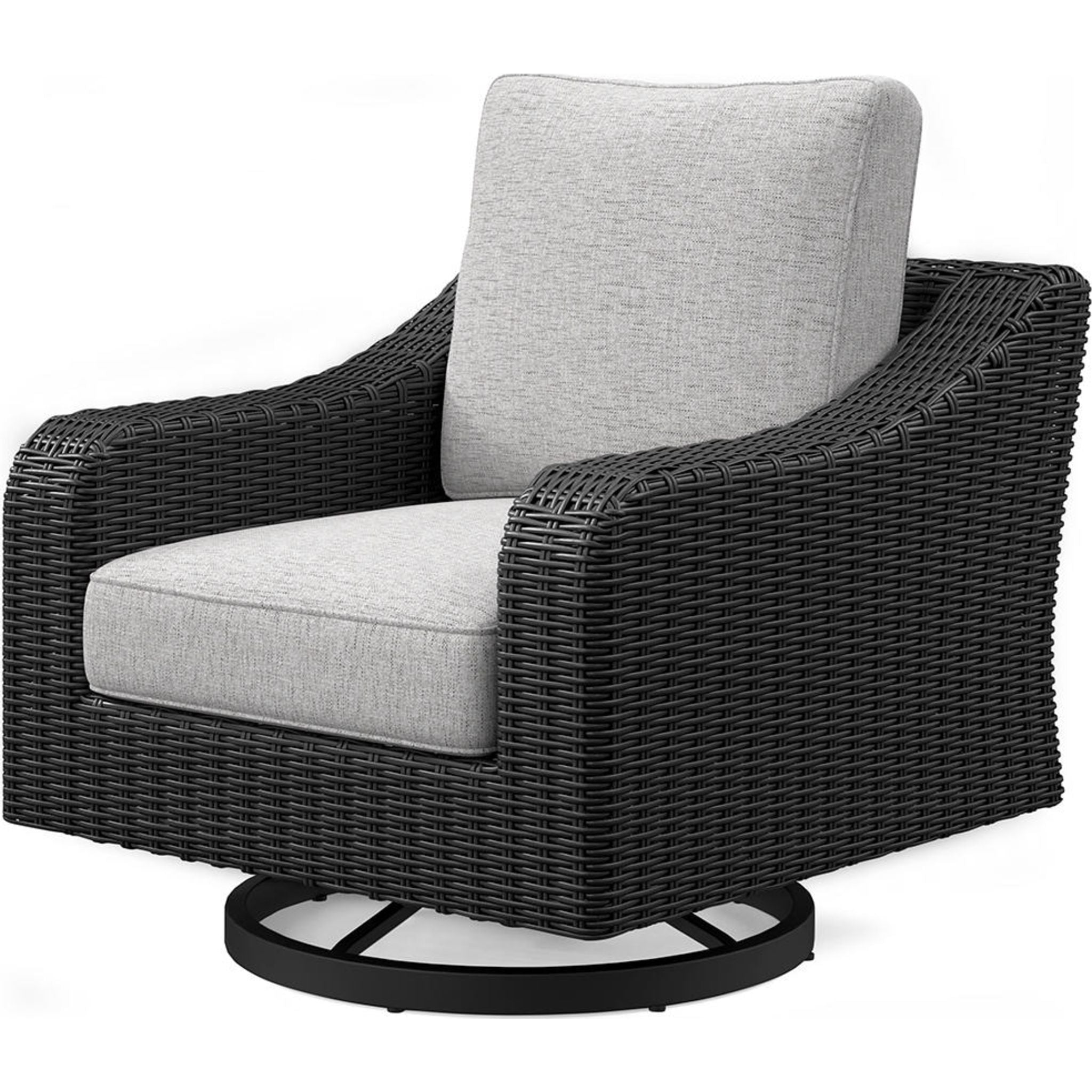 Beachcroft Outdoor Swivel Lounge Chair with Cushion - Black/Light Gray - Patio, Poolside & Garden Relaxation - Weather-Resistant & Comfortable