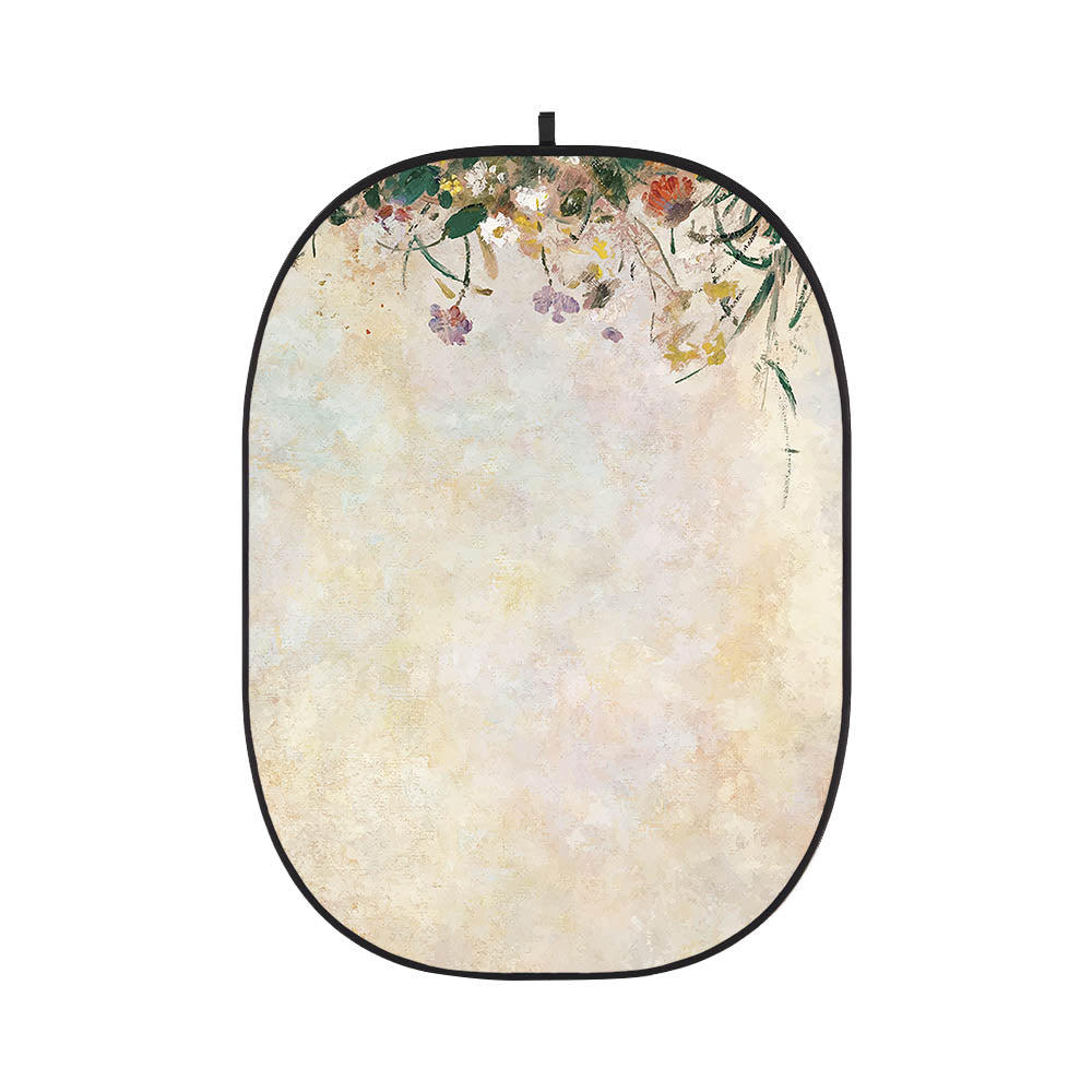 2x1.5m Floral Painting Collapsible Backdrop - CBA PF0006 Photography Background for Wedding, Party & Event Decor | Portable Wrinkle-Resistant Fabric