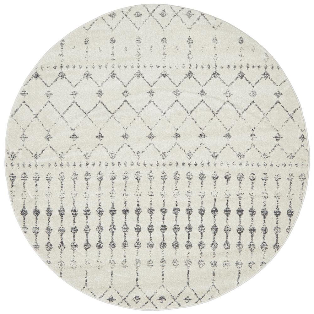 Elsa Transitional Trellis Round Area Rug - Non-Slip Soft Living Room Carpet for Bedroom, Nursery & Home Decor