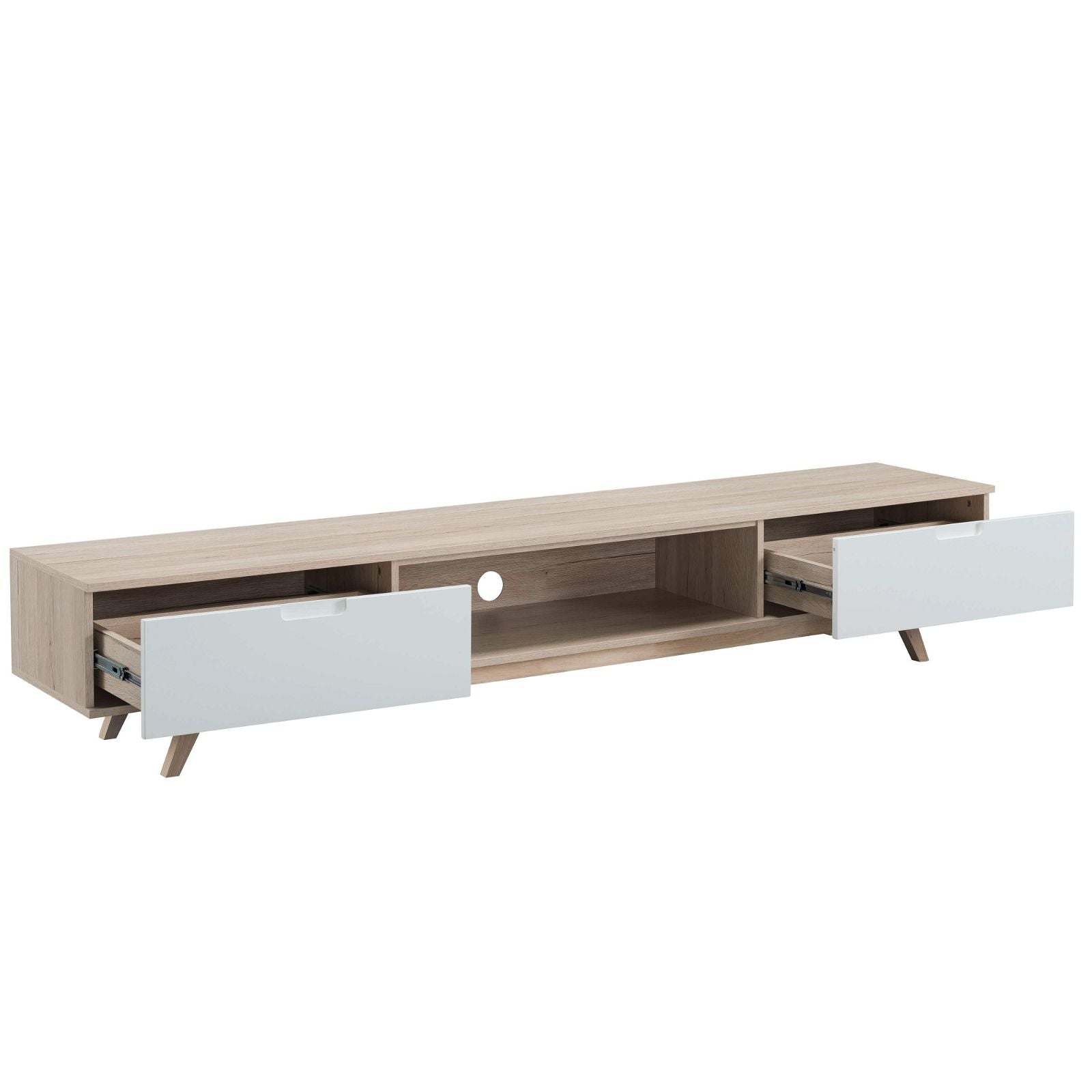 NOVA LL Entertainment Unit - Solid Oak TV Stand with Storage Shelves by Tauris | Perfect for Living Room Home Theater Setup