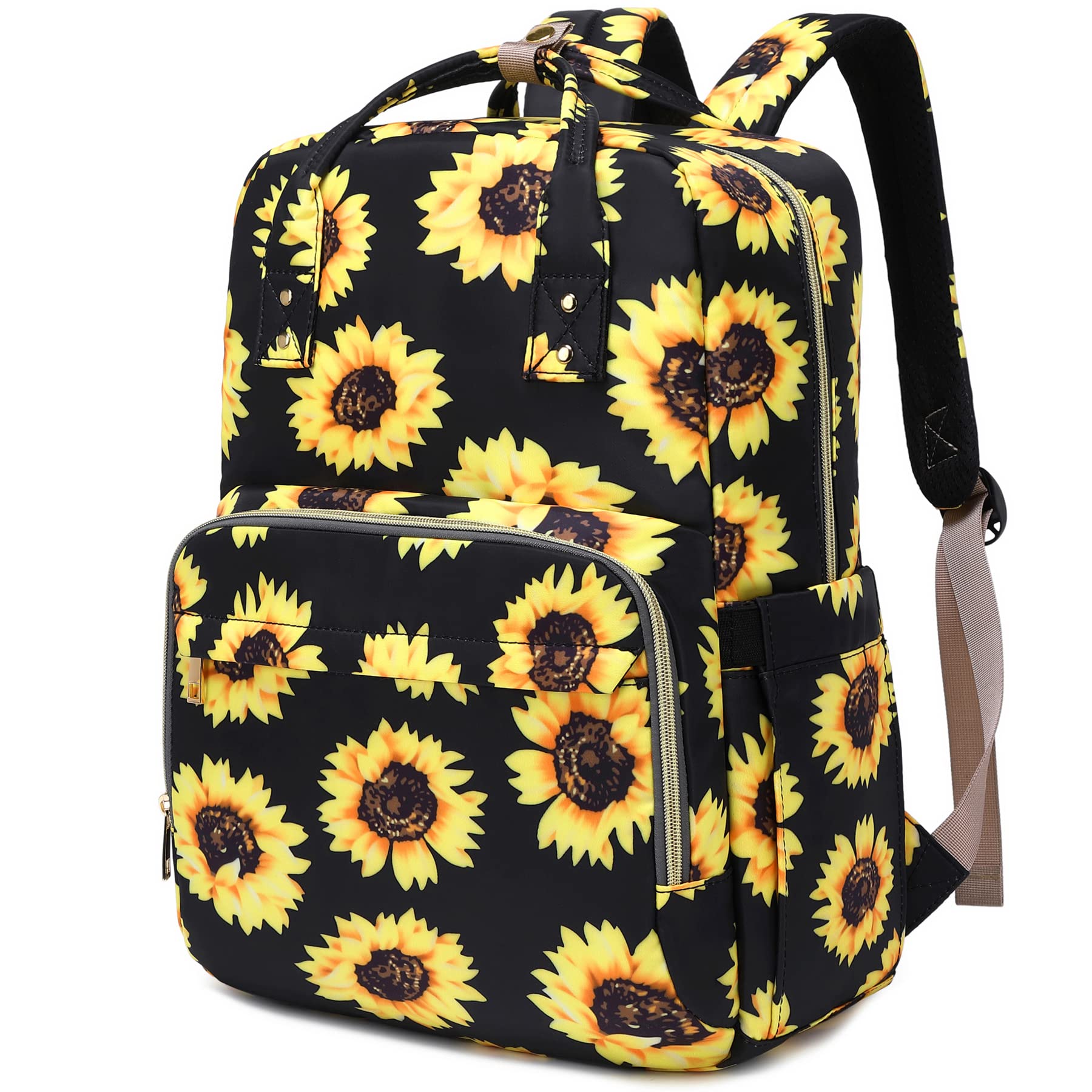 Stylish Sunflower Laptop Backpack for Women & Girls - 15.6 Inch Waterproof College Bookbag with USB Charging Port - Perfect for School, Travel, Work & Daily Commute