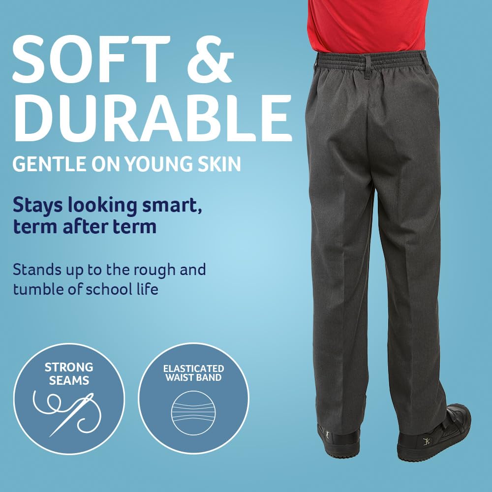 Trutex Junior Boys' School Uniform Pants - Straight Leg Durable Trousers for Ages 3-12 Years - Perfect for Classroom, Daily Wear & School Activities