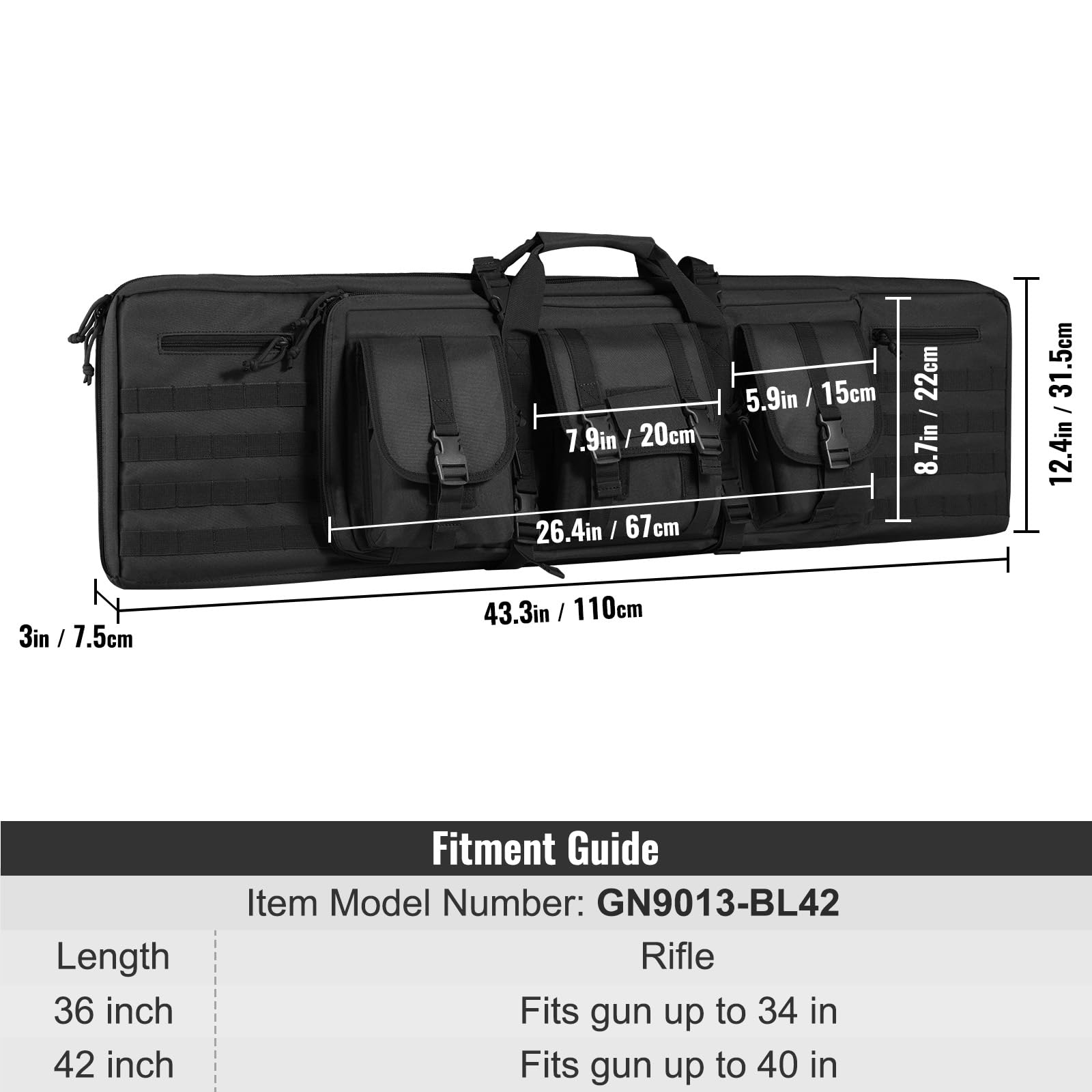 VEVOR Tactical Rifle Gun Case - Waterproof & Durable Shooting Range Bag for Hunting, Airsoft, and Firearm Storage | Perfect for Outdoor Range, Travel, and Secure Weapon Transport