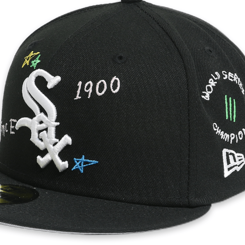 Chicago White Sox Scribble Black 59FIFTY Fitted Hat for Men - Official MLB Baseball Cap for Games, Streetwear & Sports Fashion