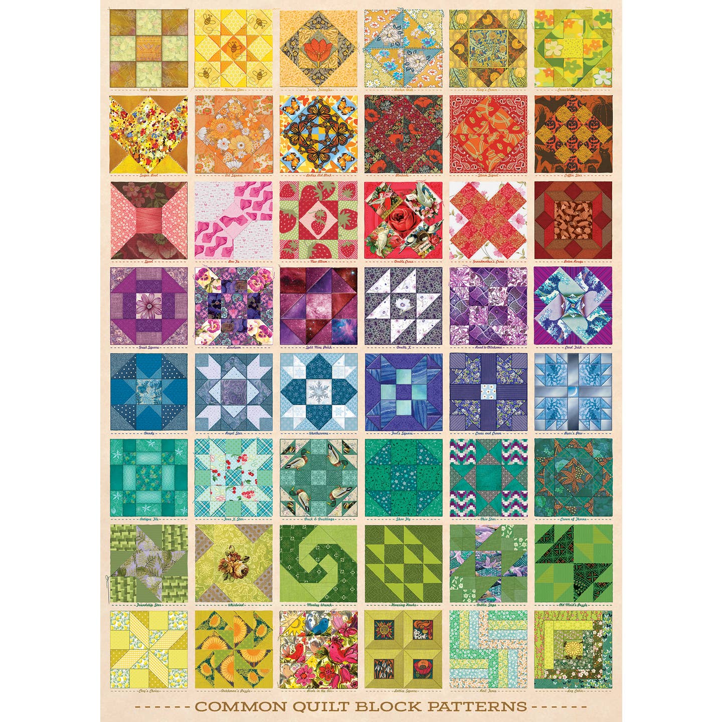 Common Quilt Blocks 1000 Piece Jigsaw Puzzle for Adults - Challenging Puzzle Game for Family Night, Relaxation & Home Decor