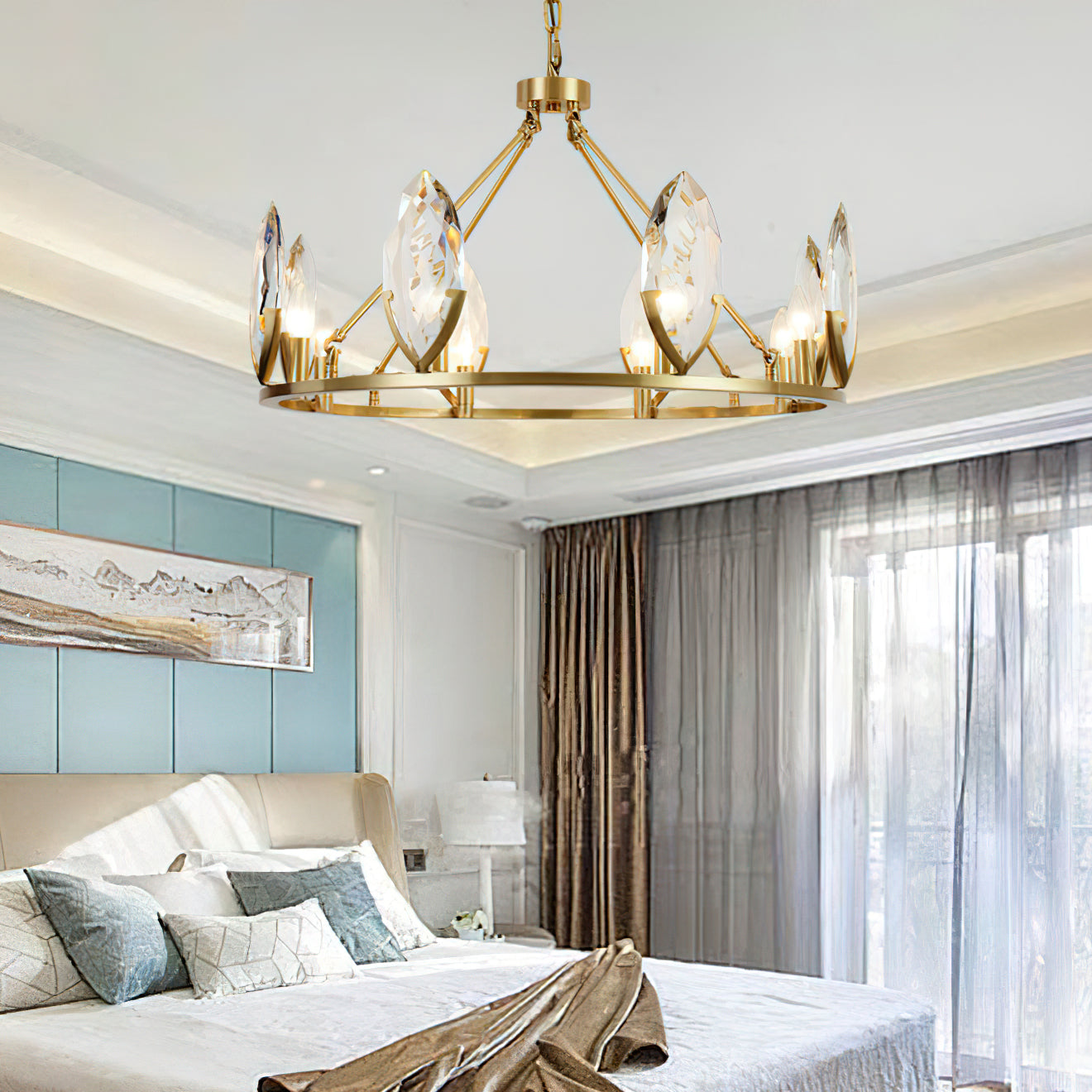 Lisandra Lustre Crystal Chandelier - Elegant Modern Ceiling Light Fixture for Dining Room, Living Room & Bedroom Lighting Decor