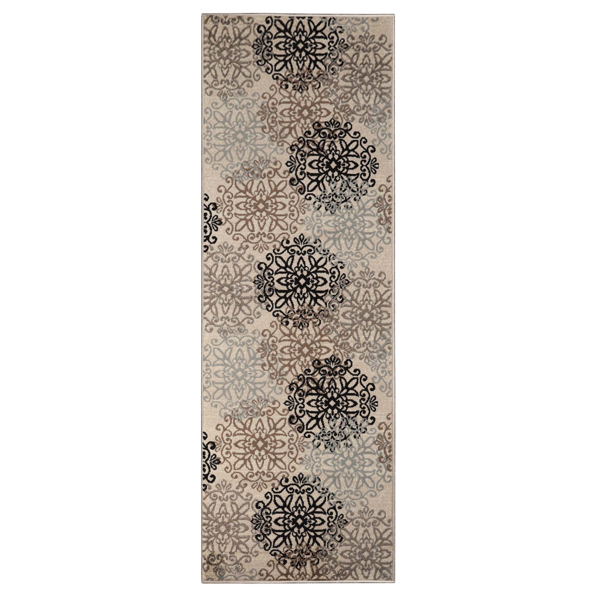 Leigh Traditional Floral Scroll Indoor Area Rugs & Runner Rugs - Non-Slip Soft Living Room Bedroom Decor Carpet