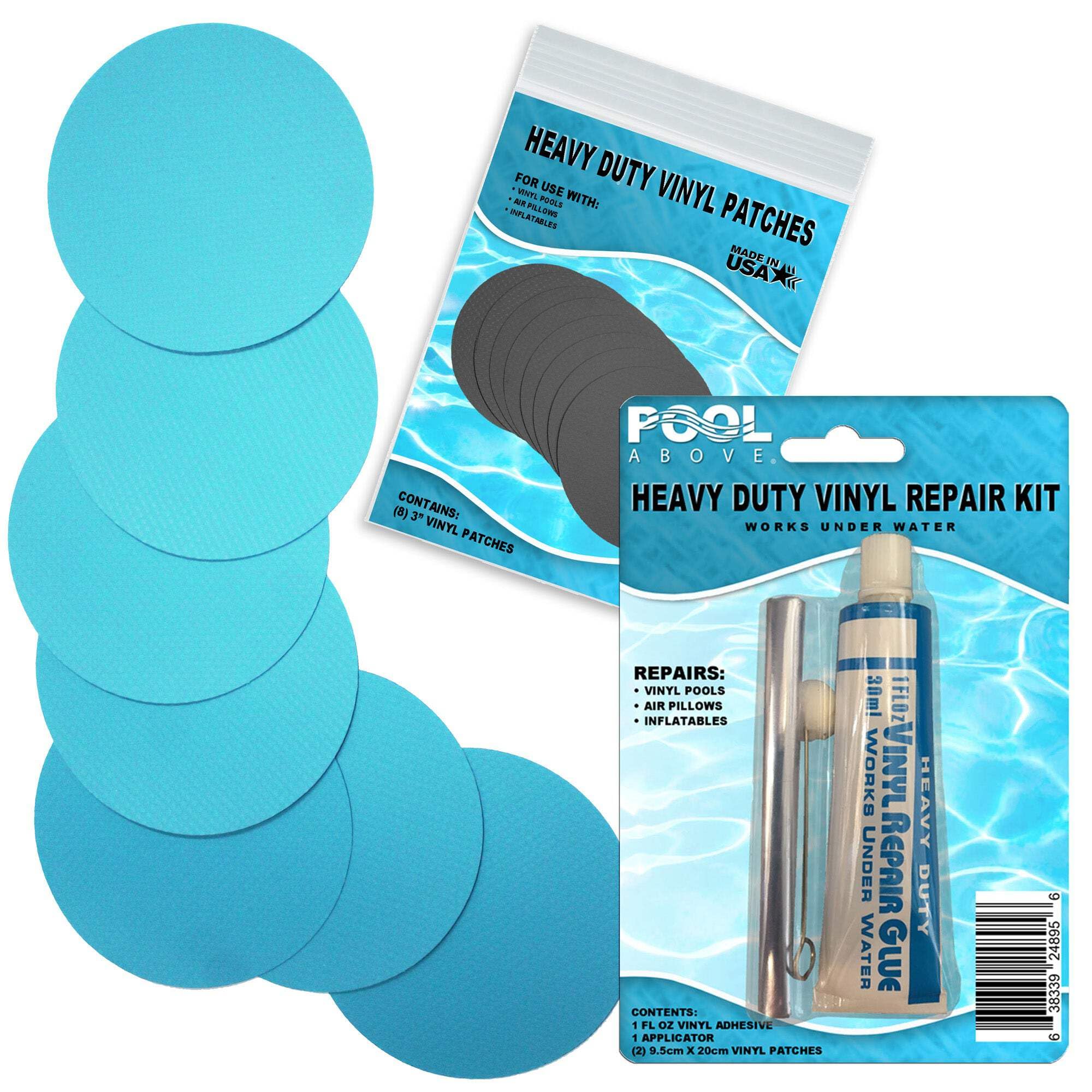 Heavy Duty Vinyl Repair Patch Kit - Waterproof Adhesive for Above Ground Pool Liners, Inflatables, Boats, Rafts, Kayaks & Air Mattresses | Quick Fix for Leaks & Tears | Perfect for Outdoor Water Activities and Camping Gear Maintenance