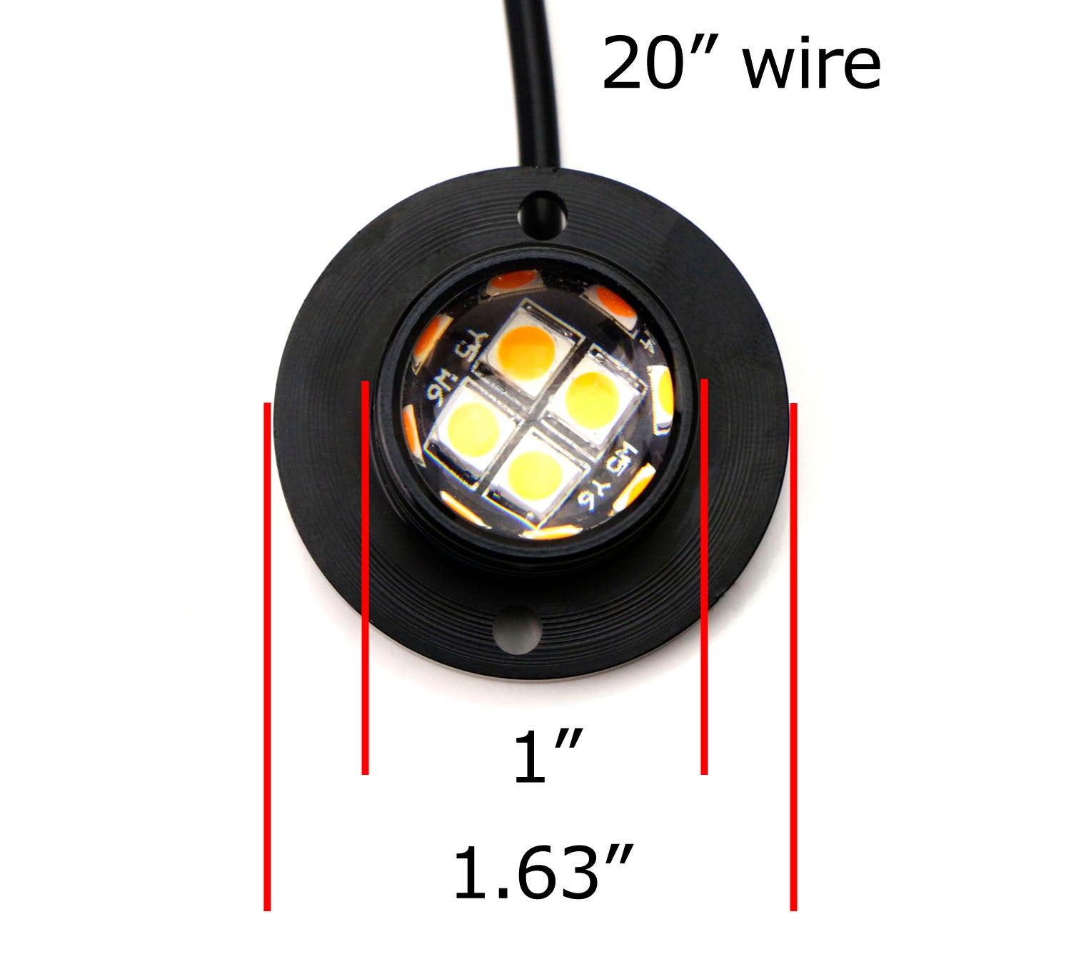 High Power 12 LED Surface Flush Mount Strobe Flash Side Marker Lights - Waterproof Vehicle Safety Lighting Kit for Trucks, Trailers & Emergency Vehicles - Day/Night Visibility Enhancement