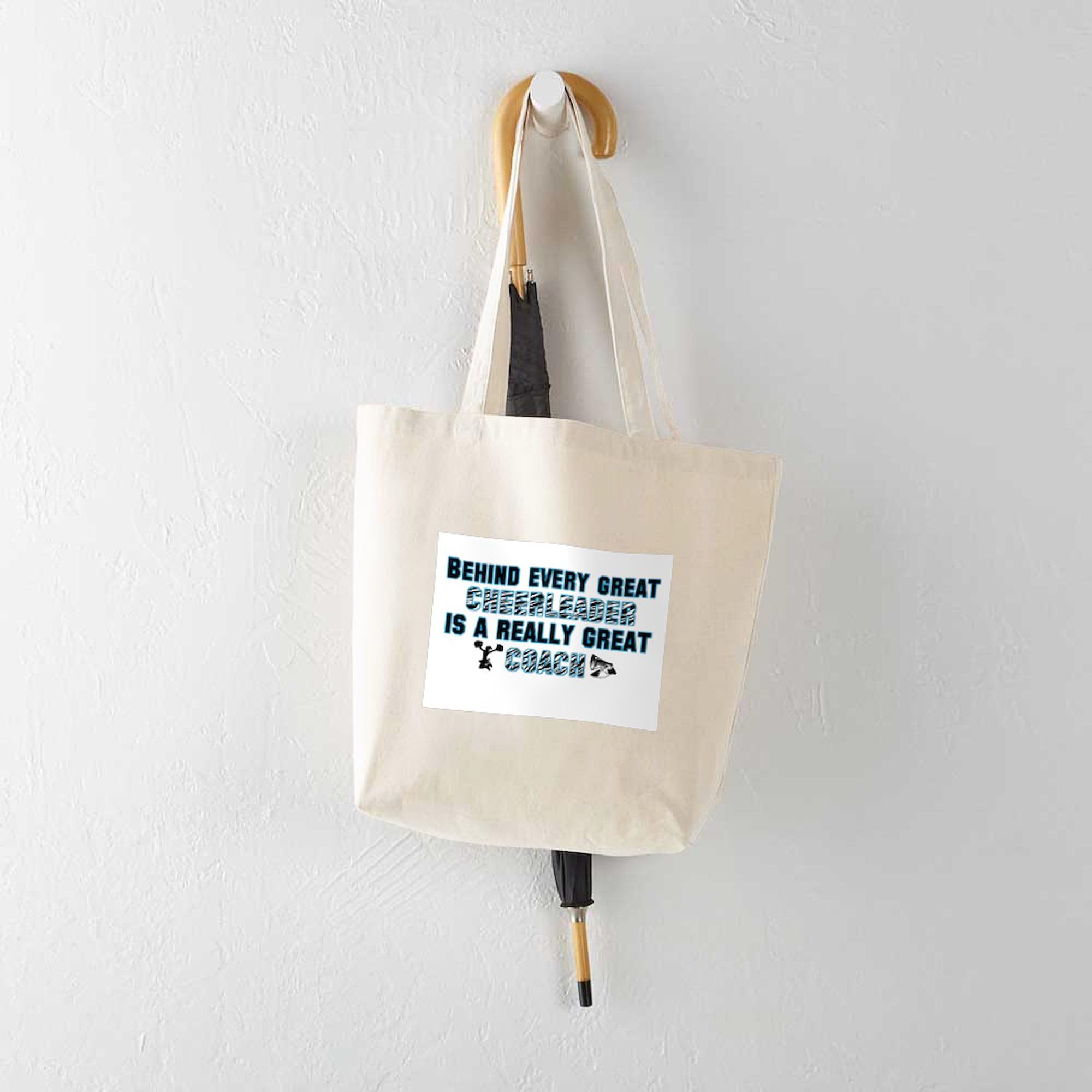 Great Cheer Coach Blue Zebra Print Tote Bag - Natural Canvas Reusable Shopping Bag for Groceries, Beach, Work & Travel