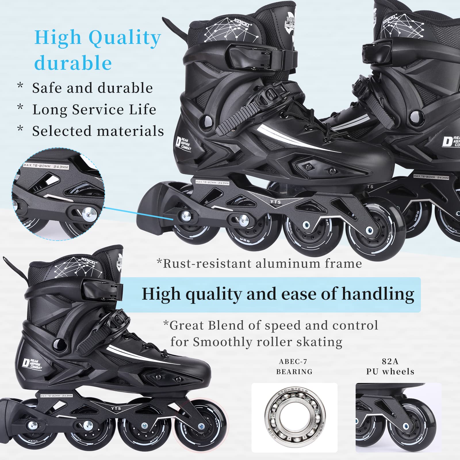 High Performance Unisex Inline Skates for Women & Men - Professional Fitness & Racing Rollerblades for Outdoor Speed Skating | Perfect for Exercise, Commuting & Extreme Sports