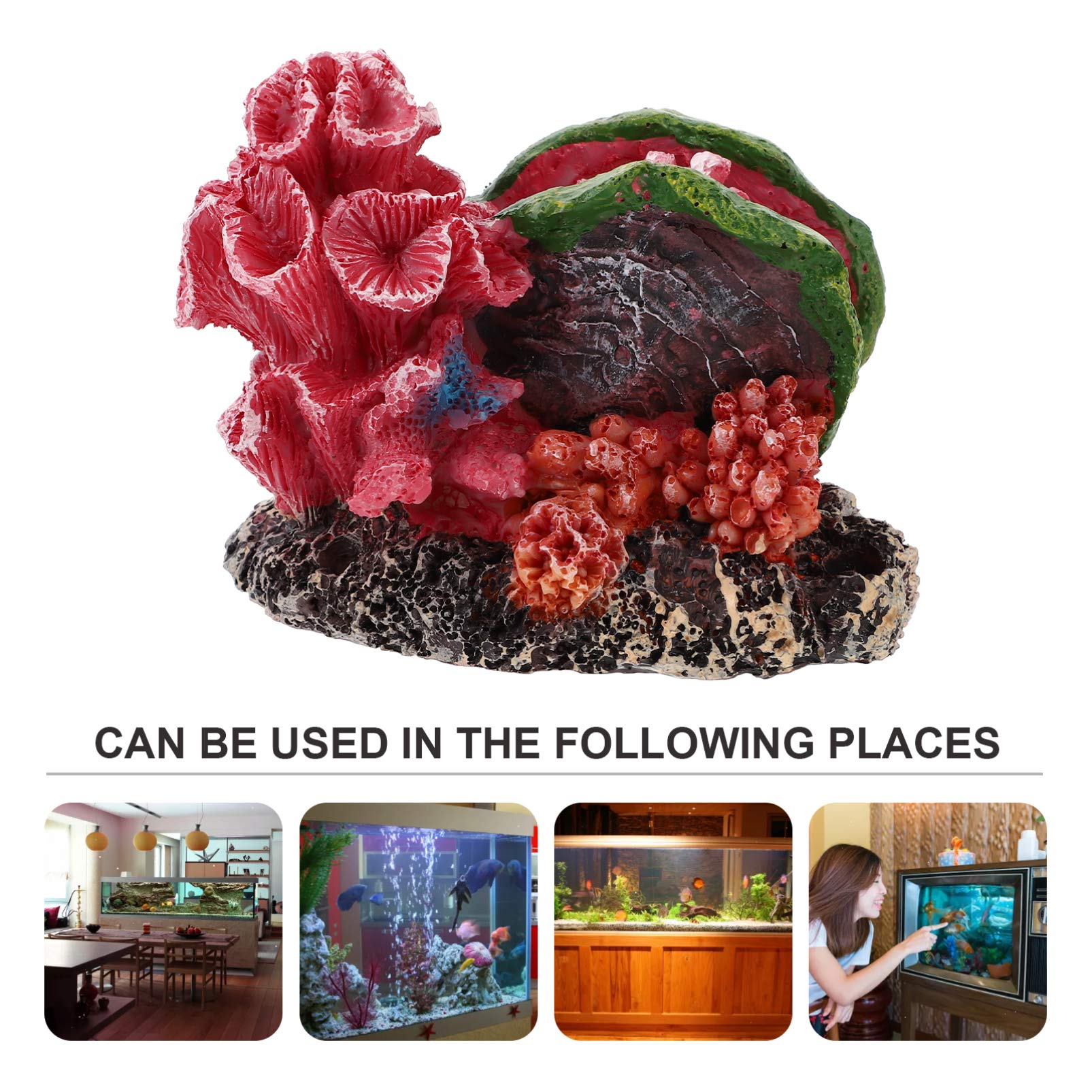 POPETPOP Artificial Coral Reef Decor - Resin Aquarium Plants & Shells for Fish Tank, Marine Landscape & Sea Themed Aquascaping - Perfect for Saltwater & Freshwater Tanks