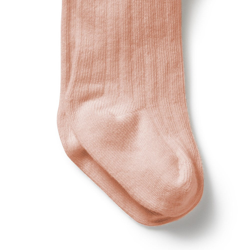 Organic Pink Ribbed Tights for Women - Soft Stretchy Comfortable Leggings - Perfect for Yoga, Workout & Everyday Wear