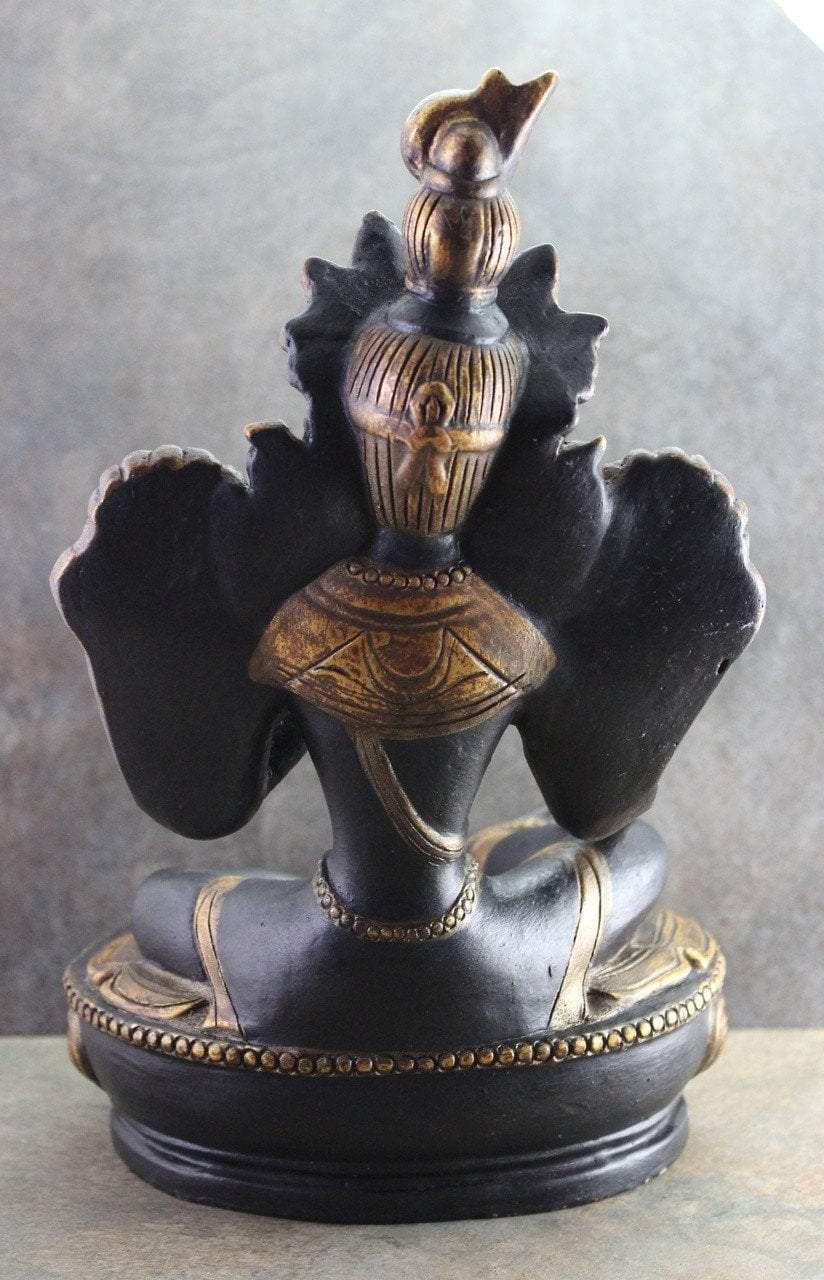 9 Inch Ceramic Green Tara Statue - Handcrafted Buddhist Goddess Sculpture for Home Altar, Meditation Room & Spiritual Decor