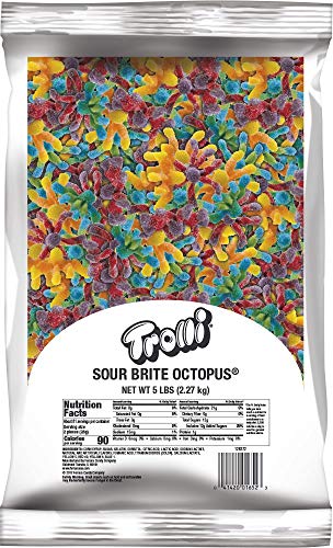 Trolli Sour Brite Octopus Sour Gummy Candy - 5 Pound Bulk Bag of Chewy Candy for Halloween, Parties, Movie Nights & Office Snacks